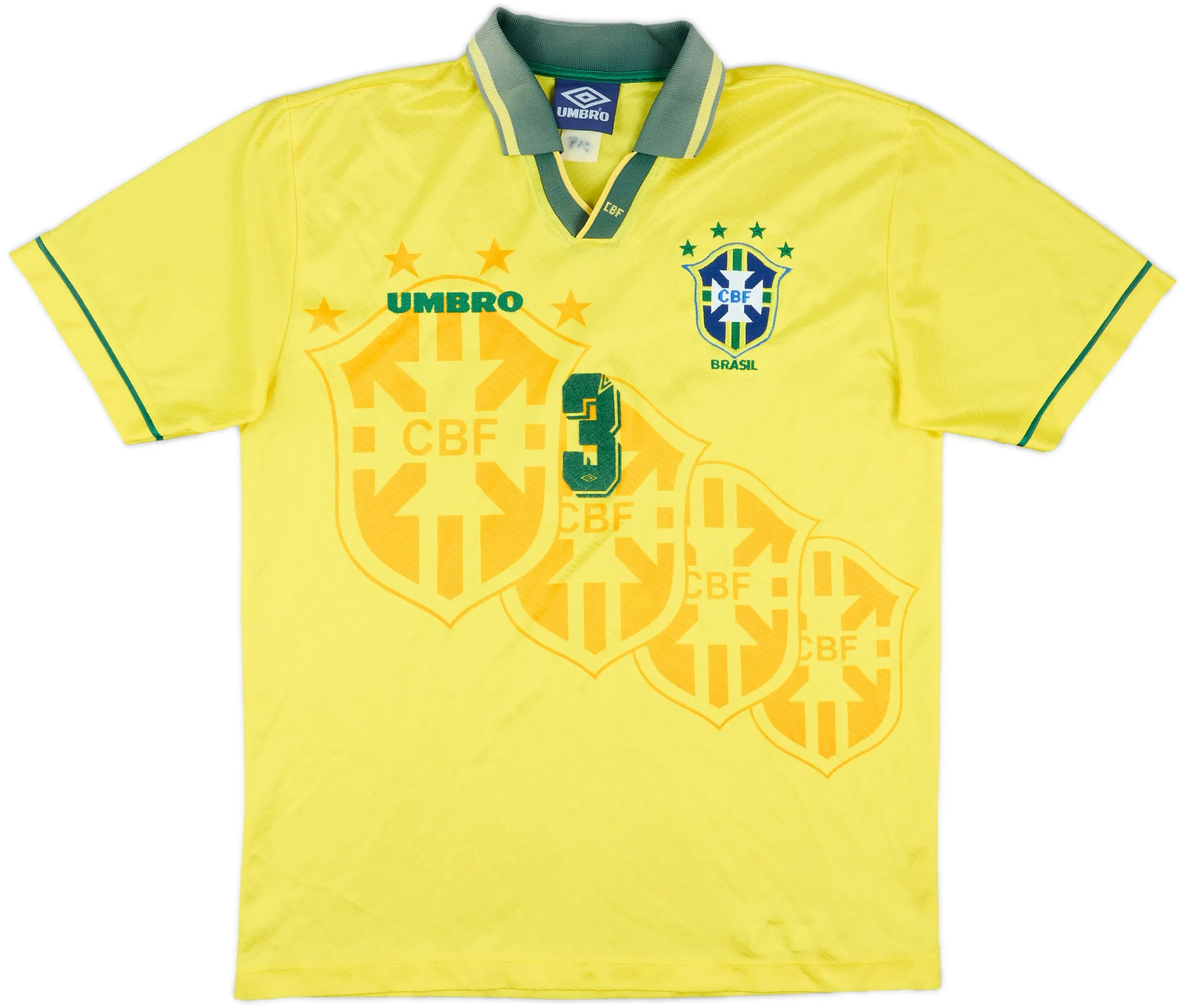 Umbro Brazil Mens SS Player Issue Home Shirt 1994
