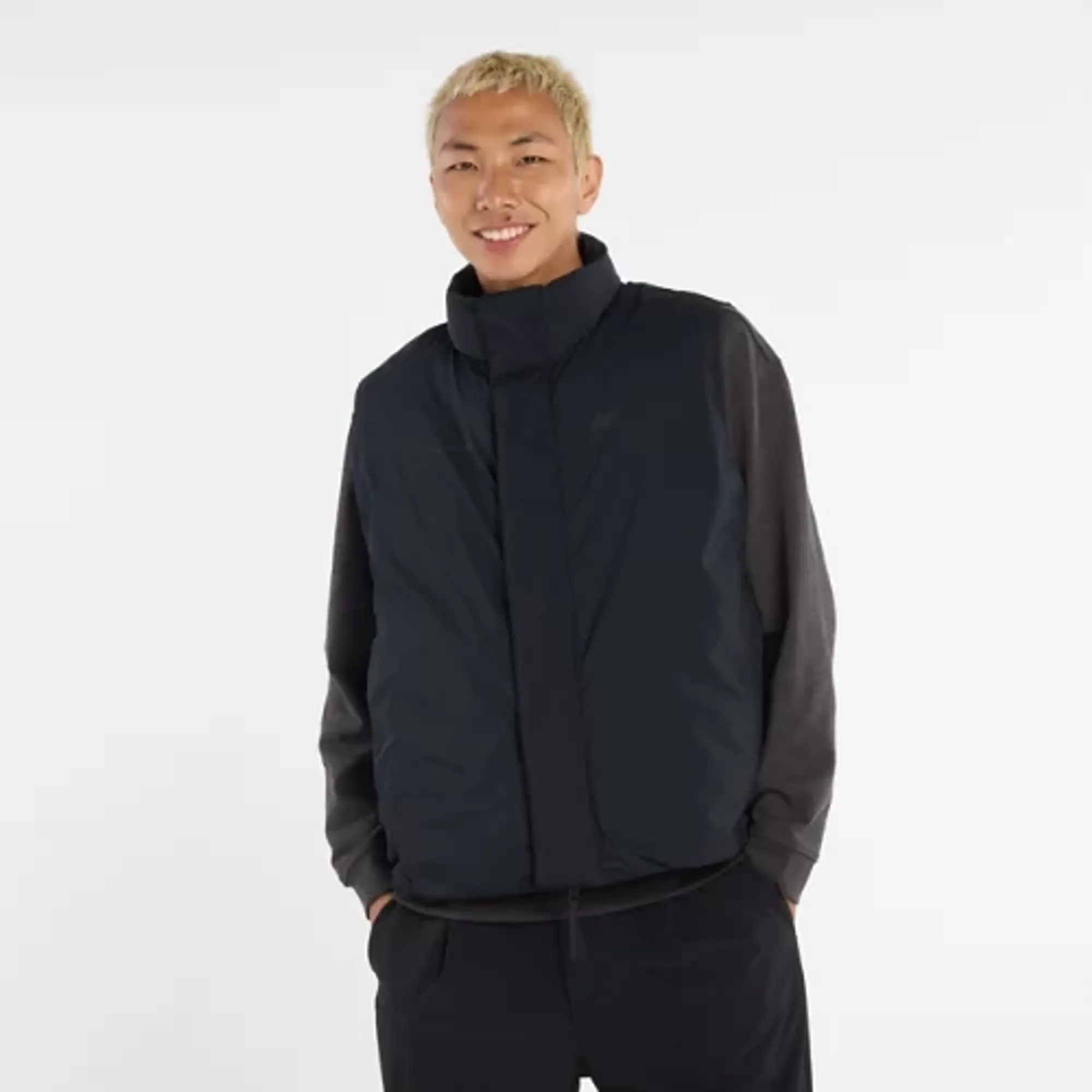 New Balance Men's NB Grey Down Vest in Black Nylon