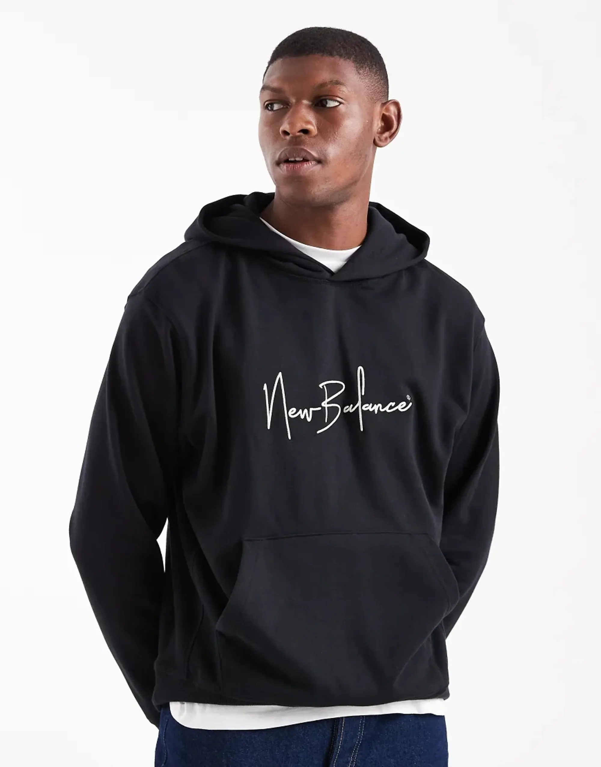 New Balance Men's Athletics Signature Hoodie in Black Cotton