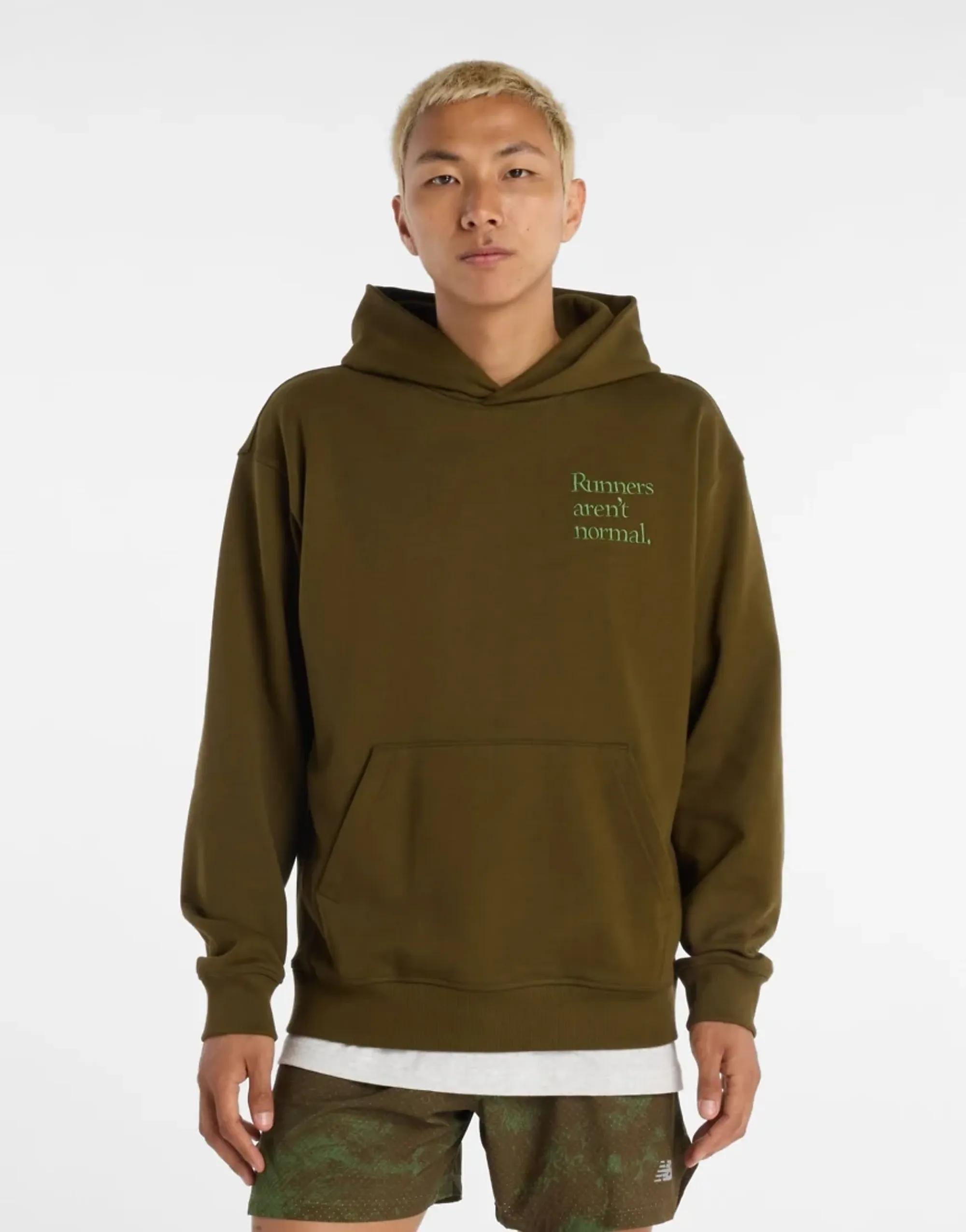 New Balance Men's Athletics Runners Arent Normal Hoodie in Brown Cotton