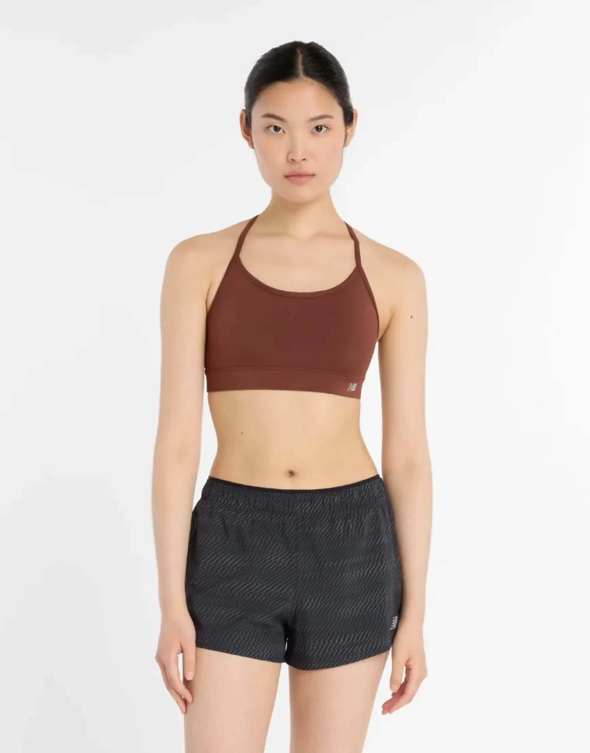 New Balance Women's NB Essential Yoga Bra in Brown Poly Knit