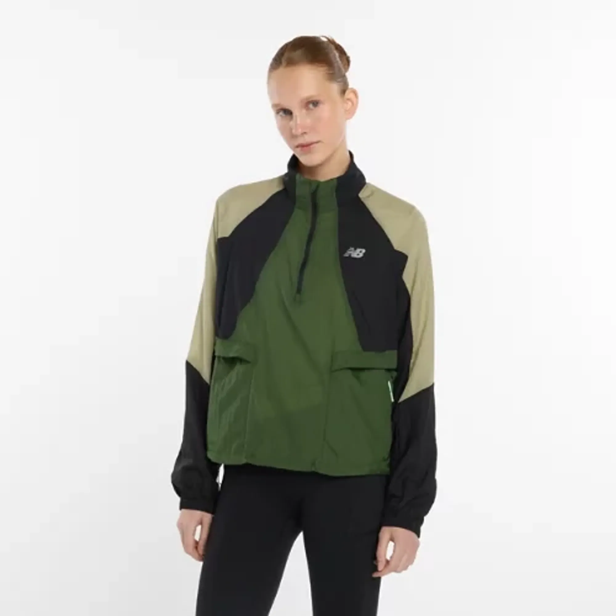 New Balance Women's Run Water Resistant Jacket in Green Polywoven