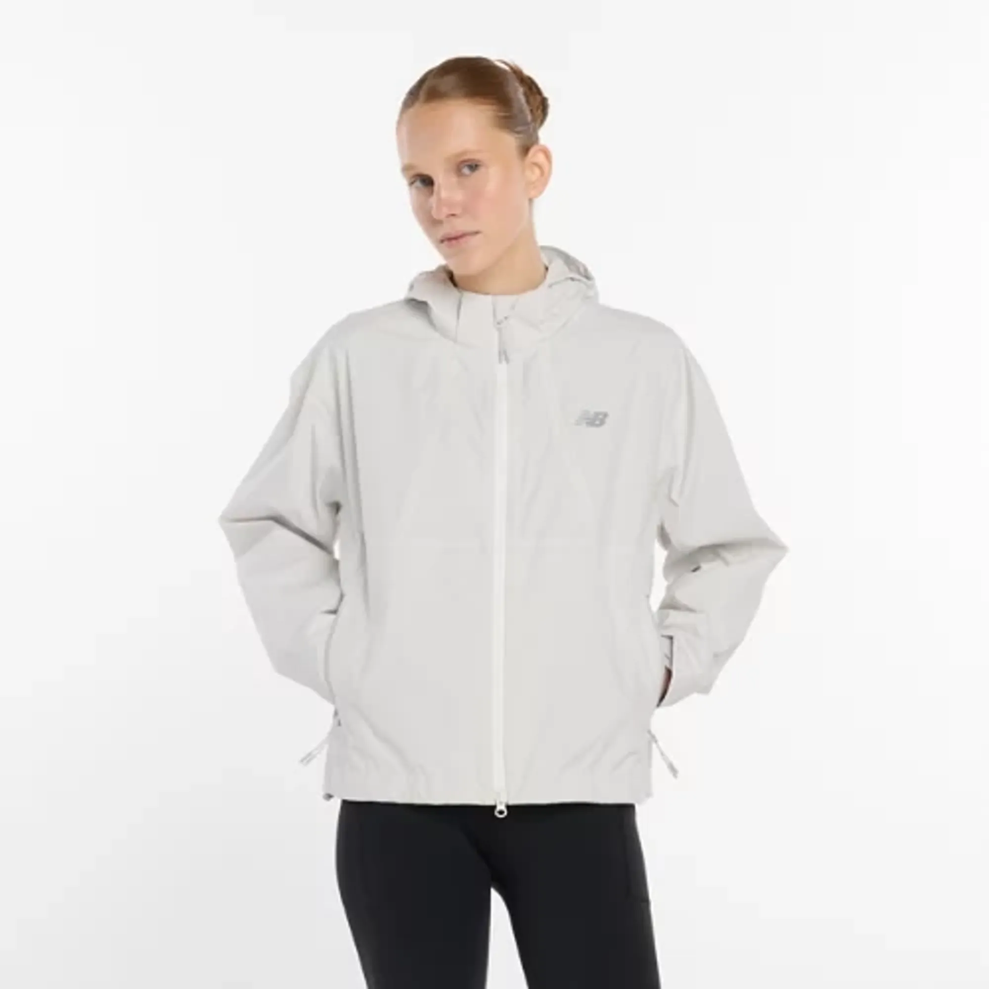 New Balance Women Better Run Waterproof Jacket in Grey Polywoven