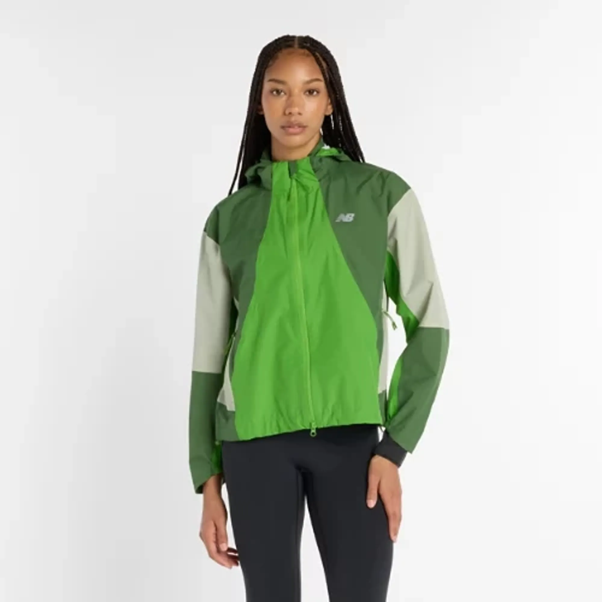 New Balance Women Better Run Waterproof Jacket in Green Polywoven