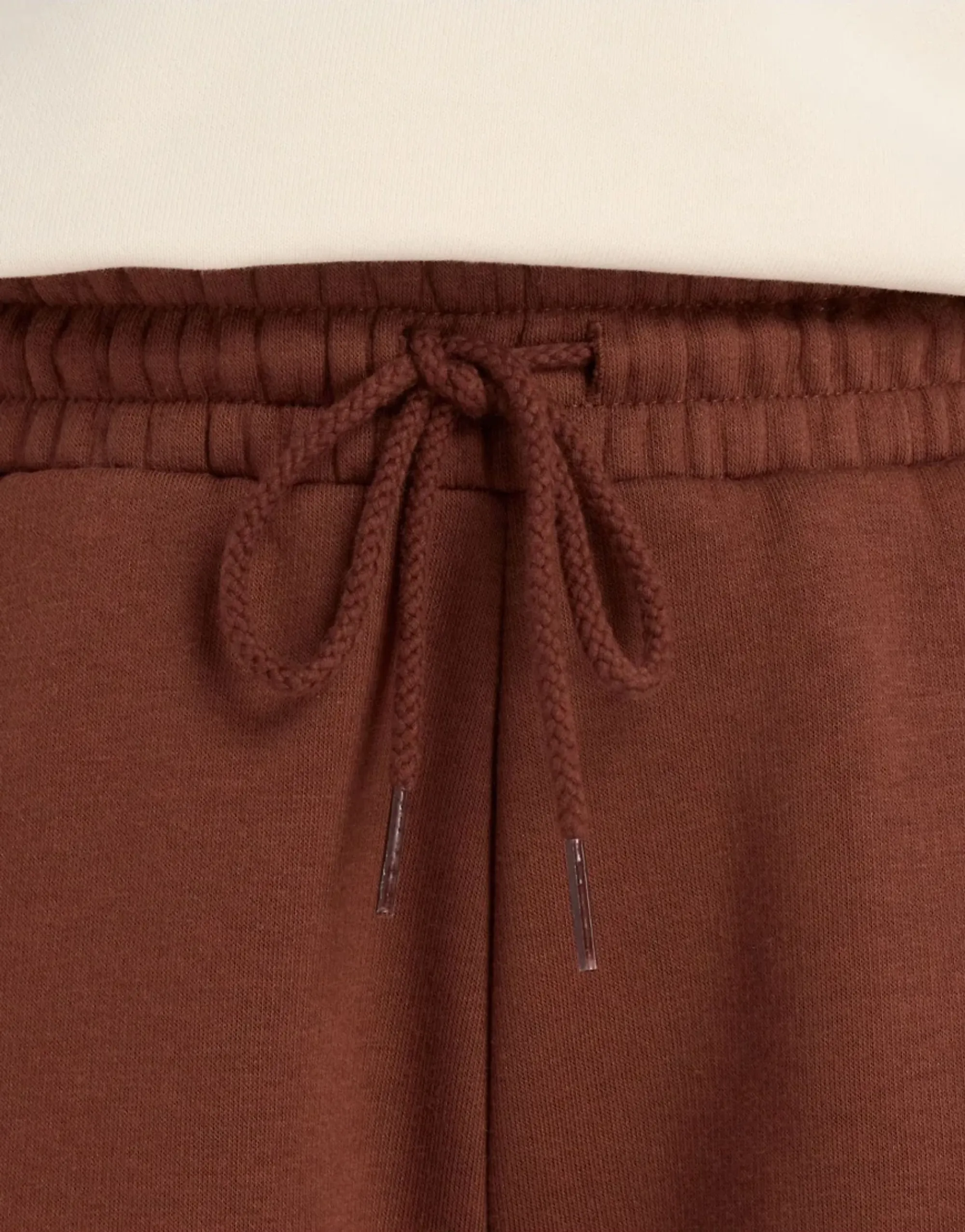 New Balance Women's Linear Heritage Fleece Wide Leg Pant in Brown Cotton Fleece