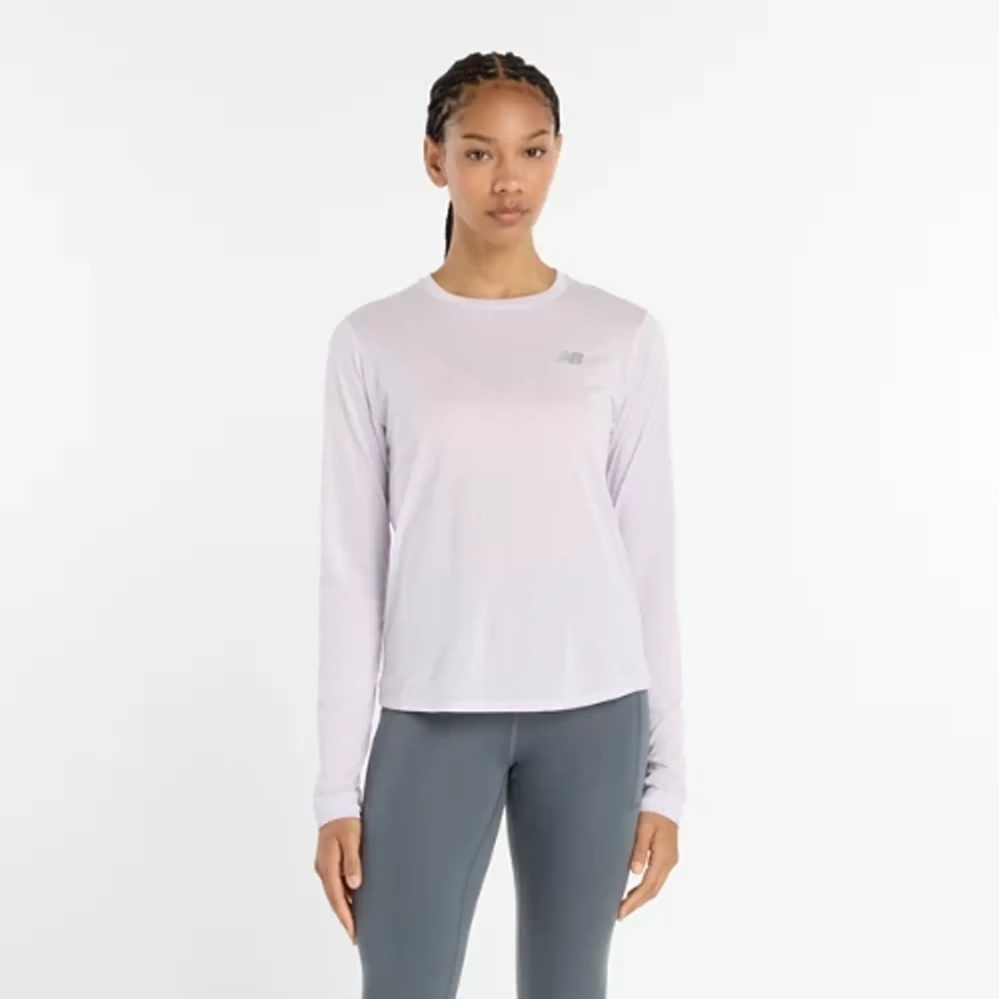 New Balance Women's Athletics Long Sleeve in Purple Poly Knit