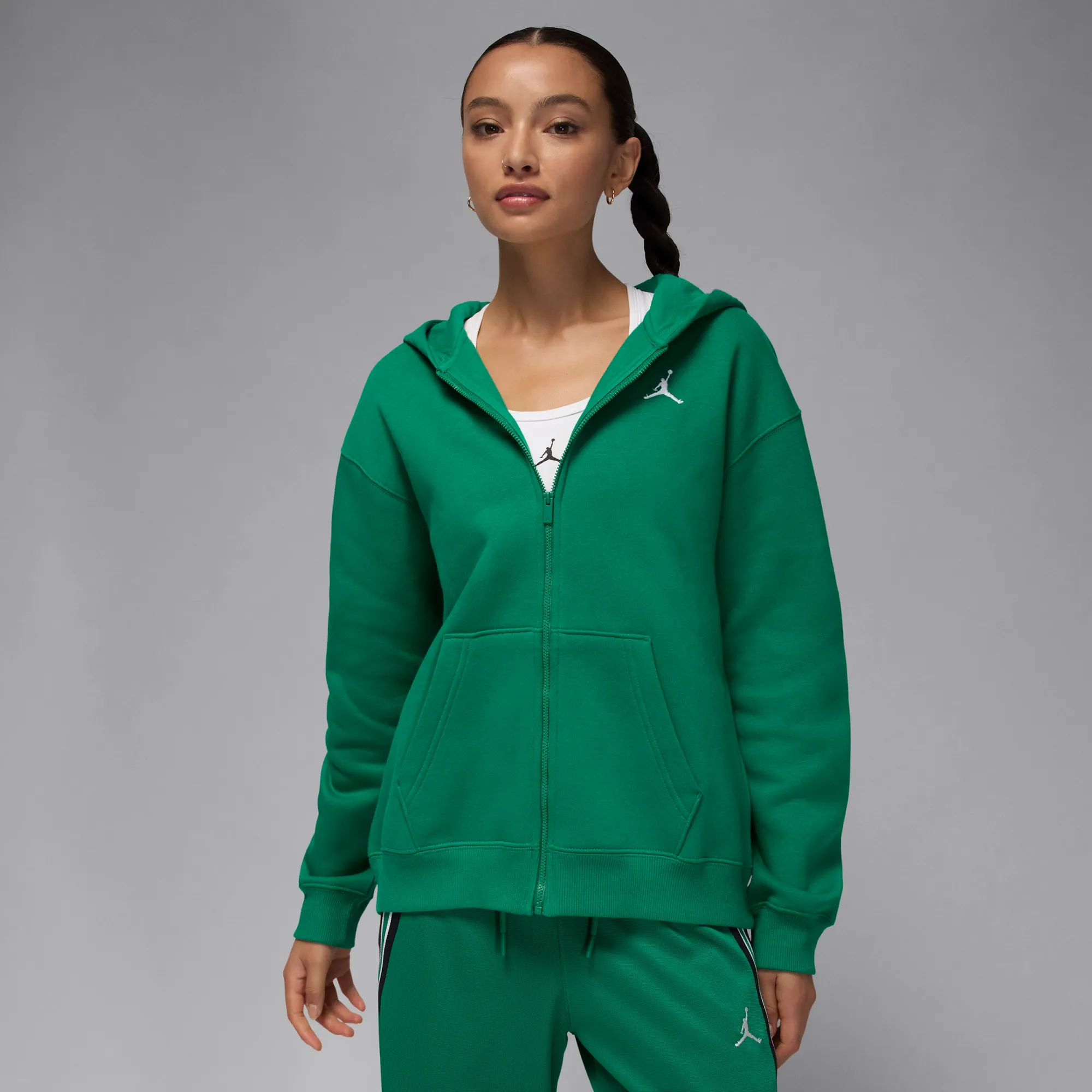 Nike Jordan Brooklyn Fleece Women's Full-Zip Hoodie - Green - Fleece