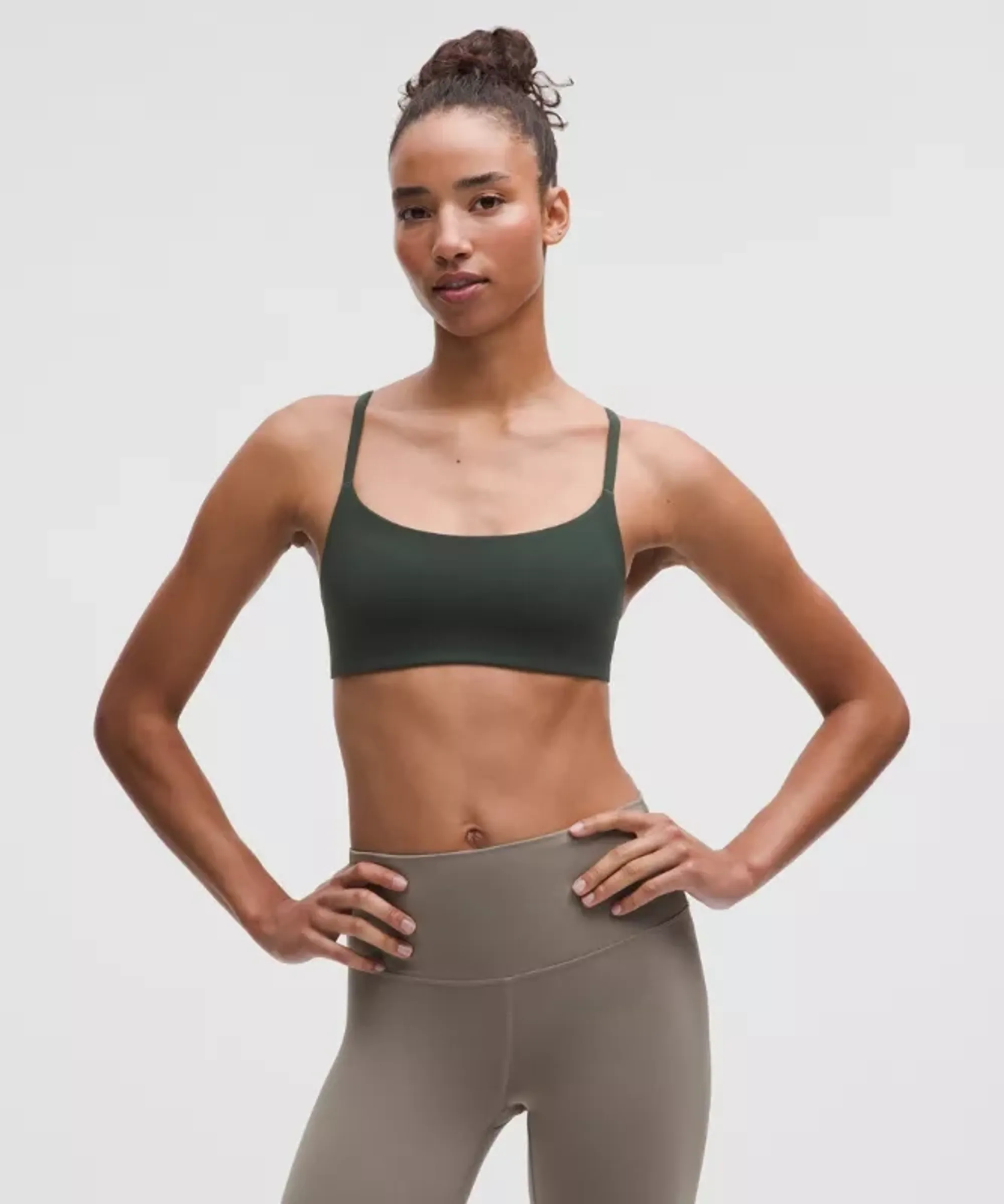 lululemon – Women's Wunder Train Strappy Racer Sports Bra Light Support, A/B Cup – Color Green – Size 10