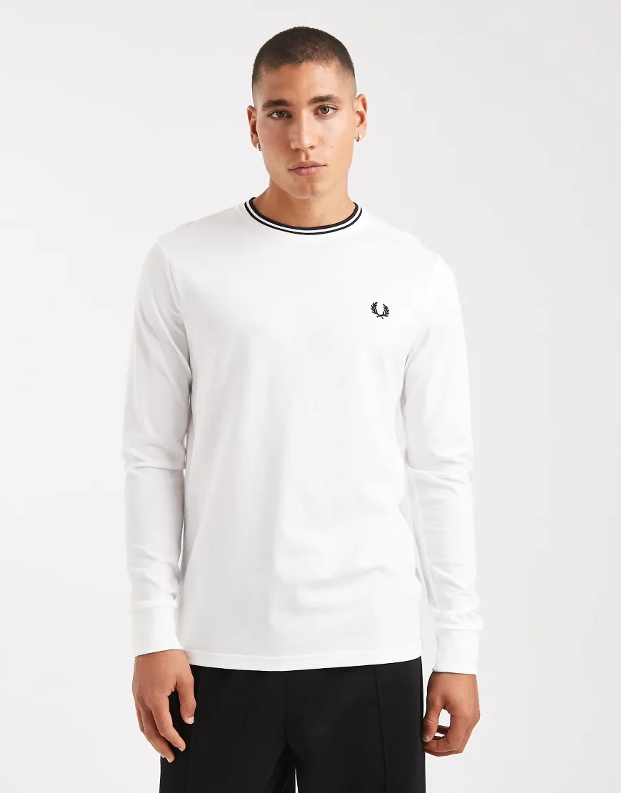 T-Shirt Fred Perry Ls Twin Tipped T-Shirt White Xl