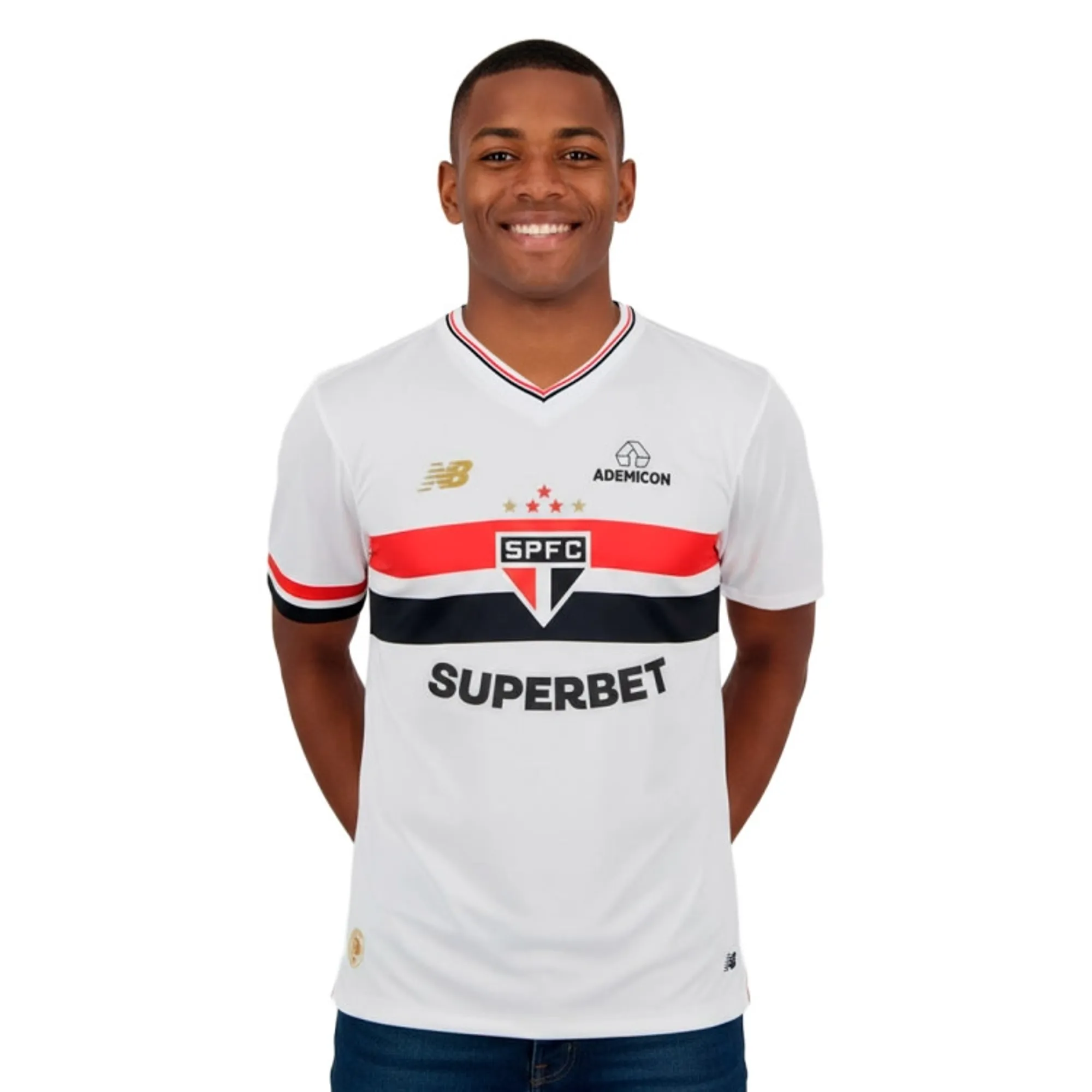 New Balance Men's Sao Paulo FC Home Short Sleeve Jersey Polyester