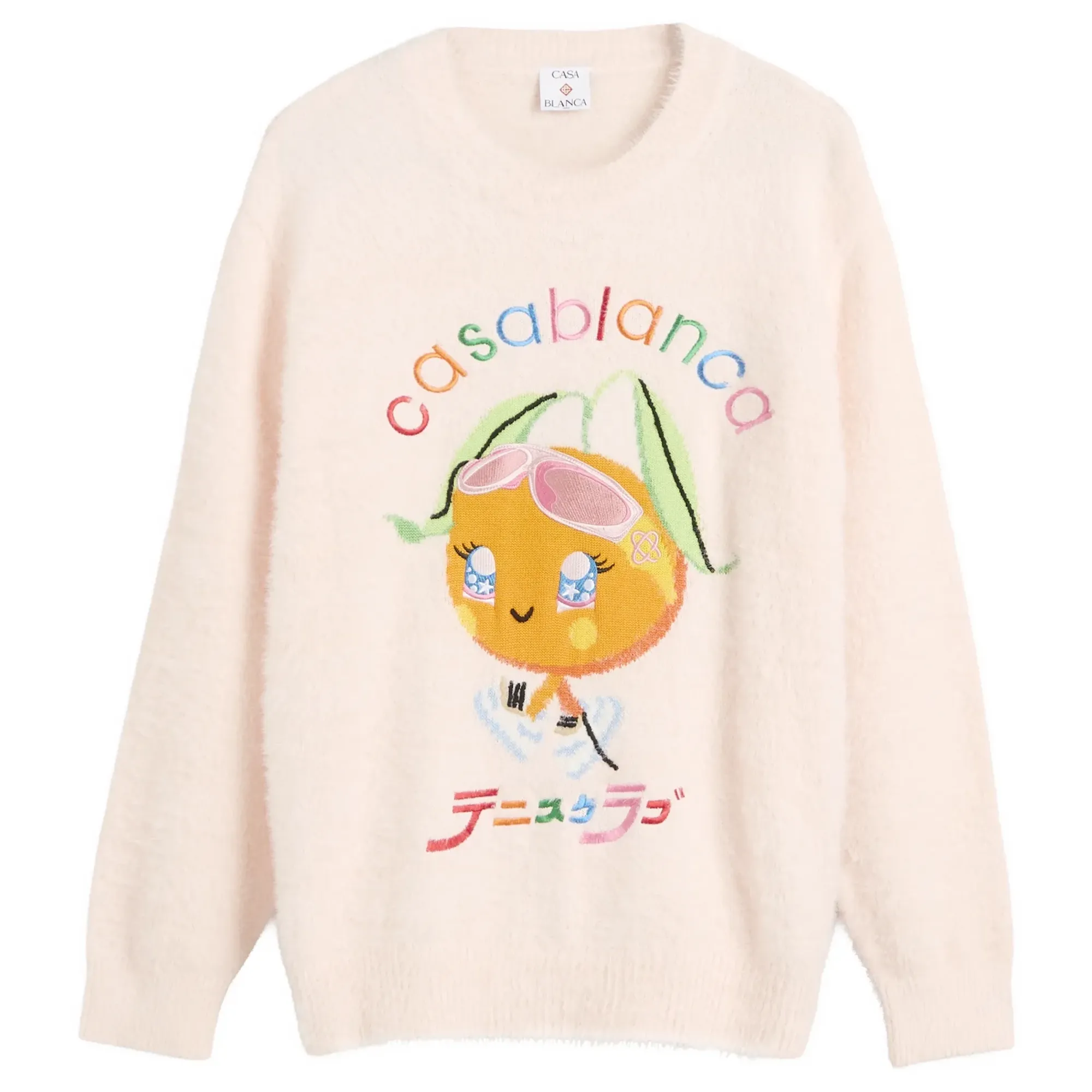 Casablanca Women's Character Intarsia Fluffy Crewneck Pink