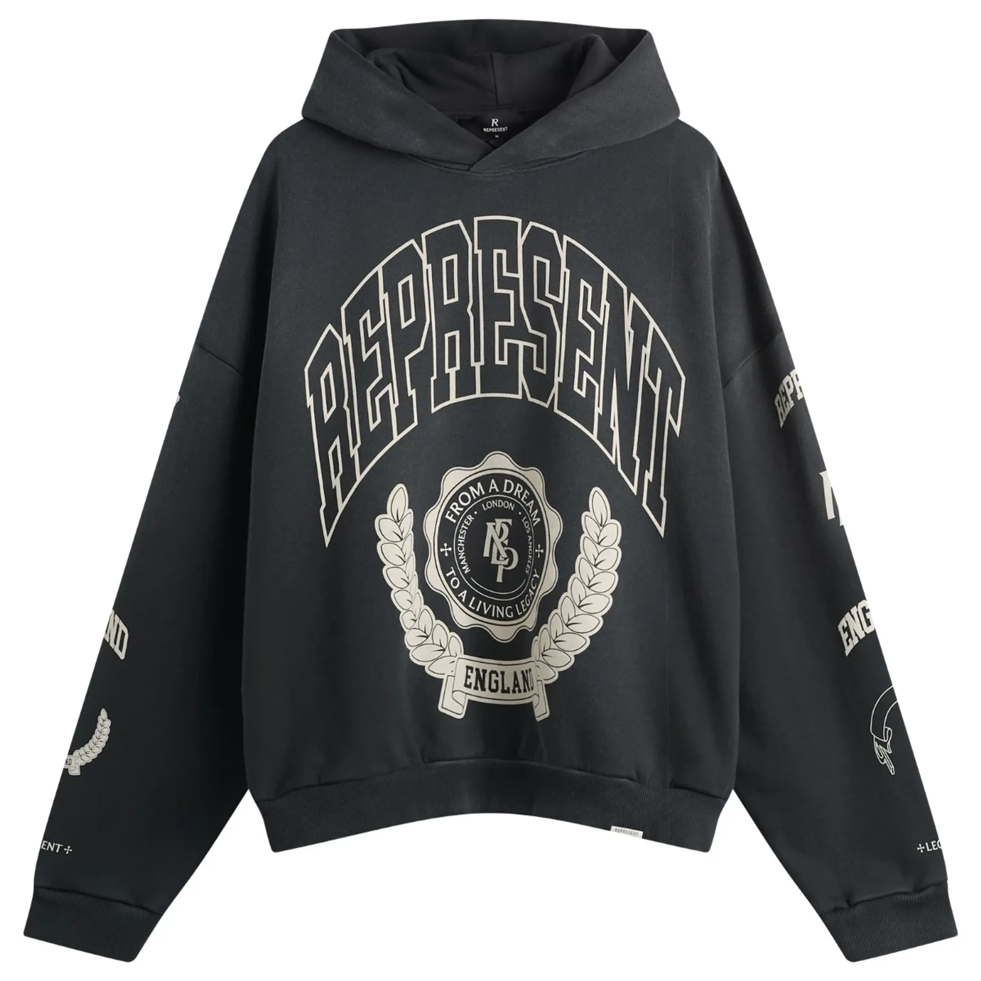 Represent Men's Legacy Crest Hoodie Stained Black