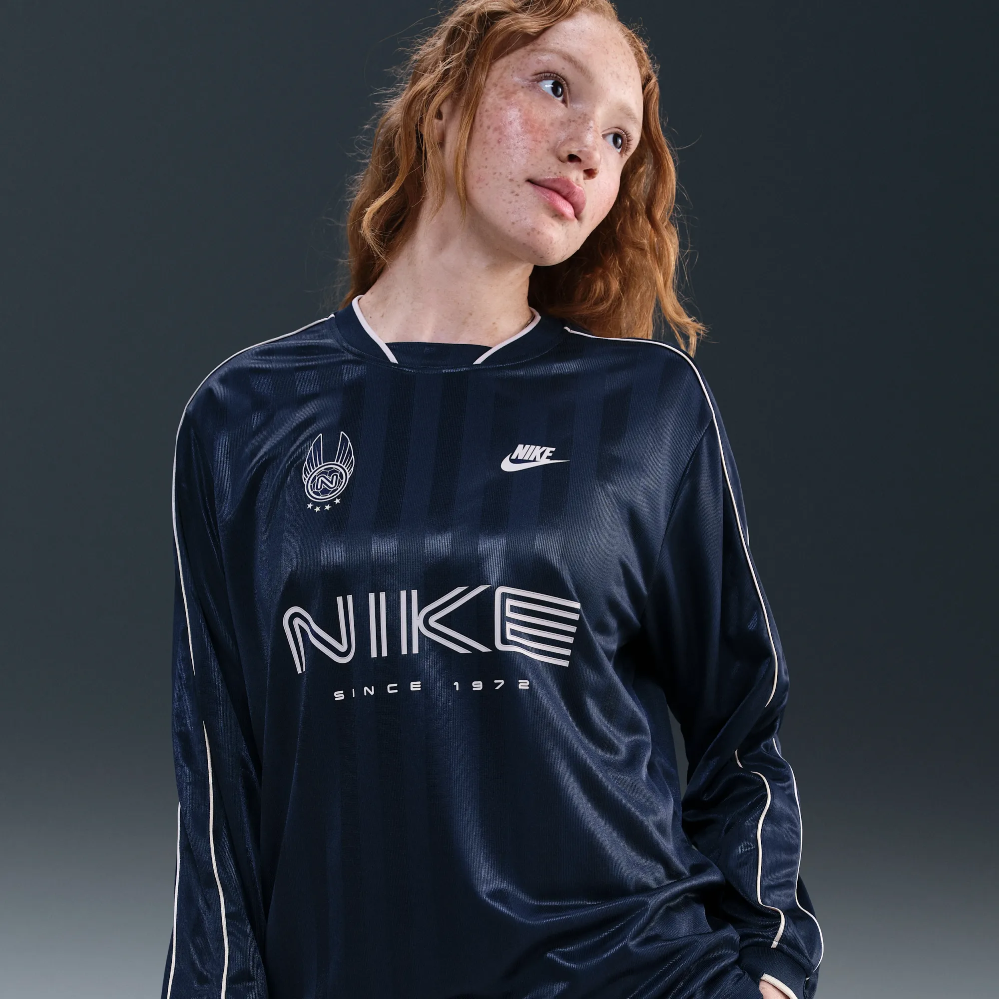 Nike Sportswear Women's Long-Sleeve Jersey Top - Blue - Polyester