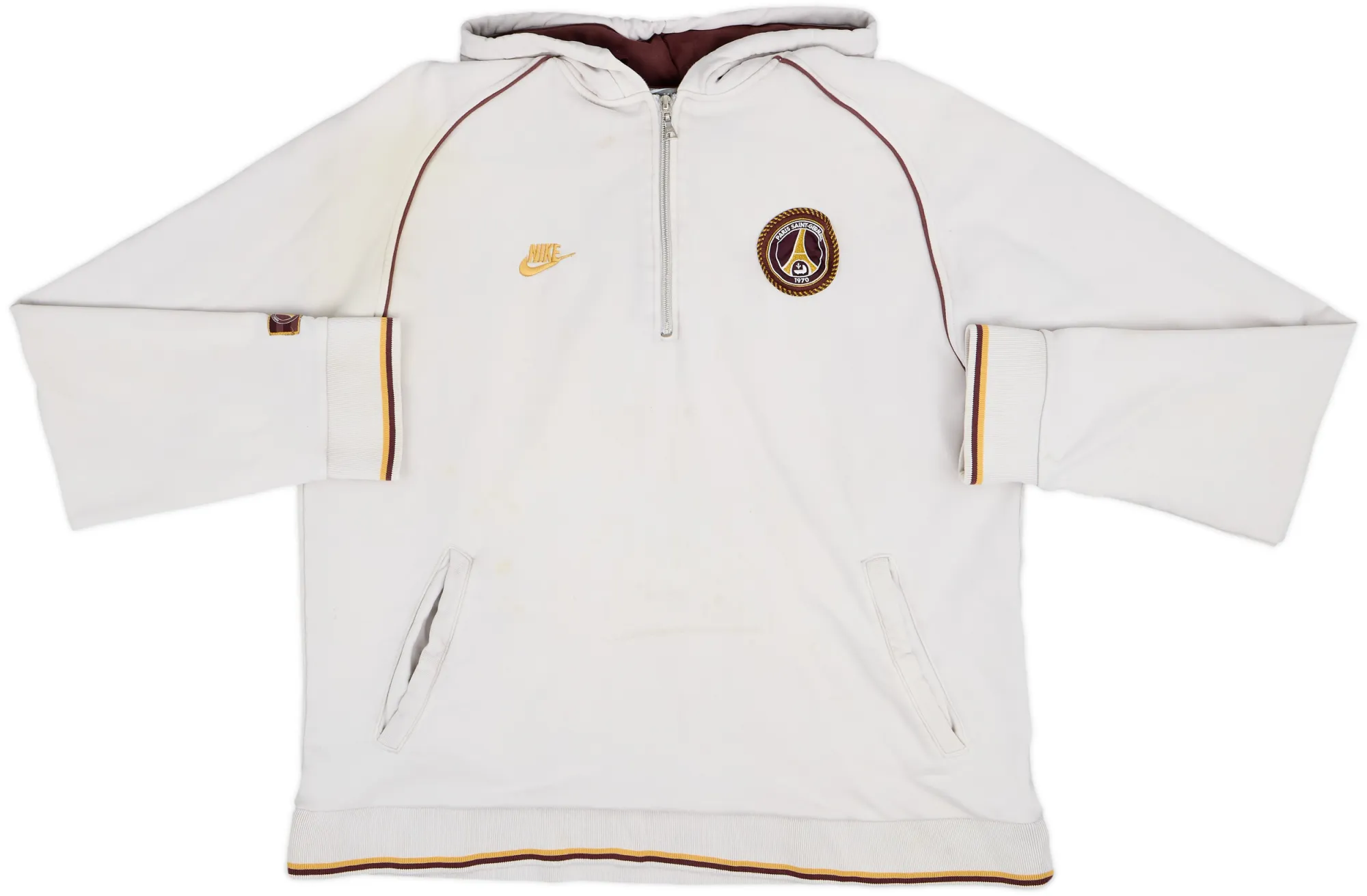 2007-08 Paris Saint-Germain Nike 1/4 Zip Hooded Sweat Top - 7/10 - (XL)