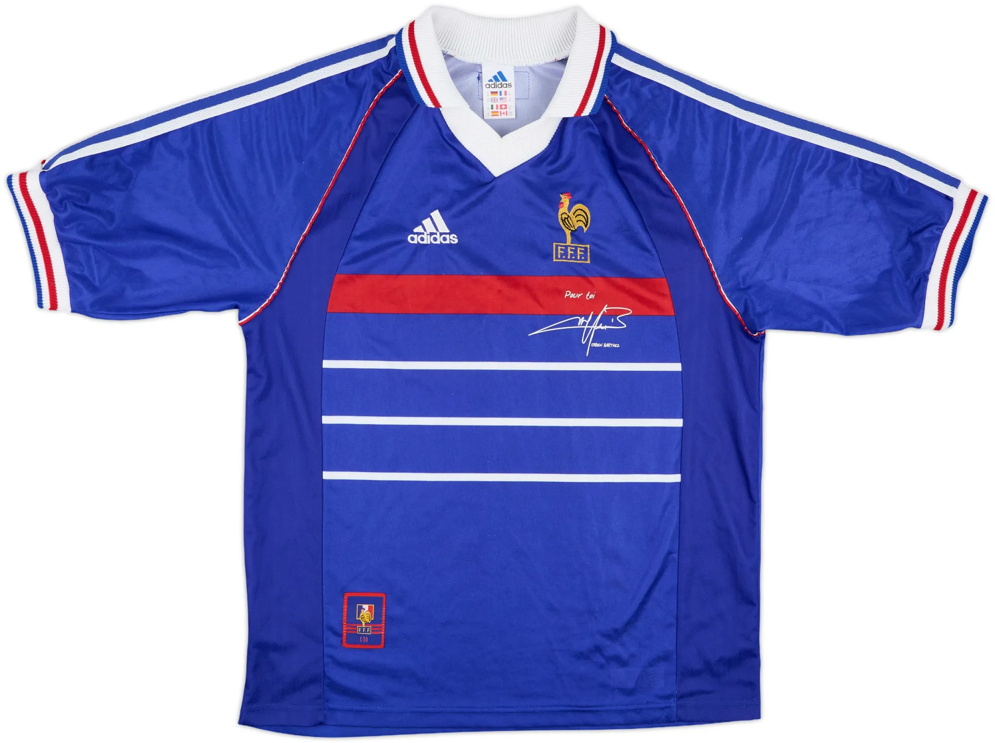 adidas France Mens SS Home Shirt 1998
