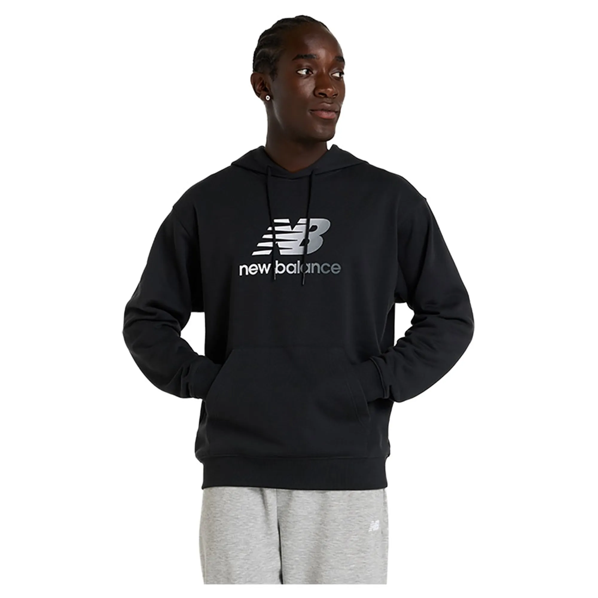 New Balance Men's Sport Essentials Gradient Logo Hoodie in Black Cotton