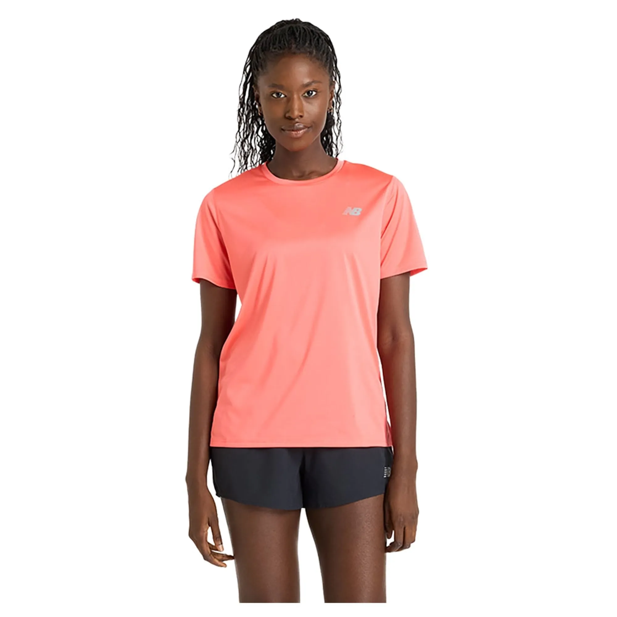 New Balance Women's Sport Essential T-Shirt in Red Poly Knit