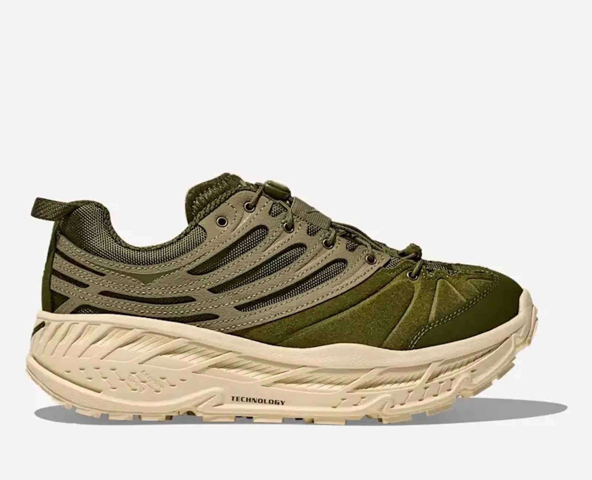 Hoka Elite Terrain System Stinson Evo Og Lifestyle Shoes In Moss Green/Wild Mushroom