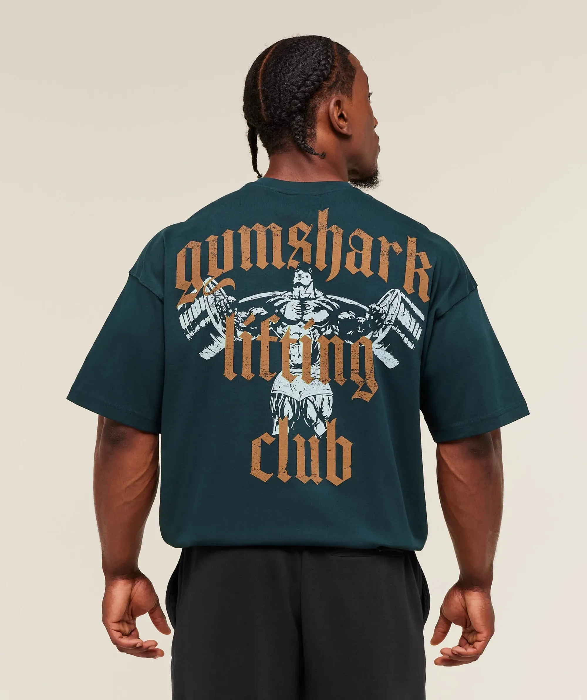 Lifting Club T-Shirt - Deep Petrol Blue/Antique Gold