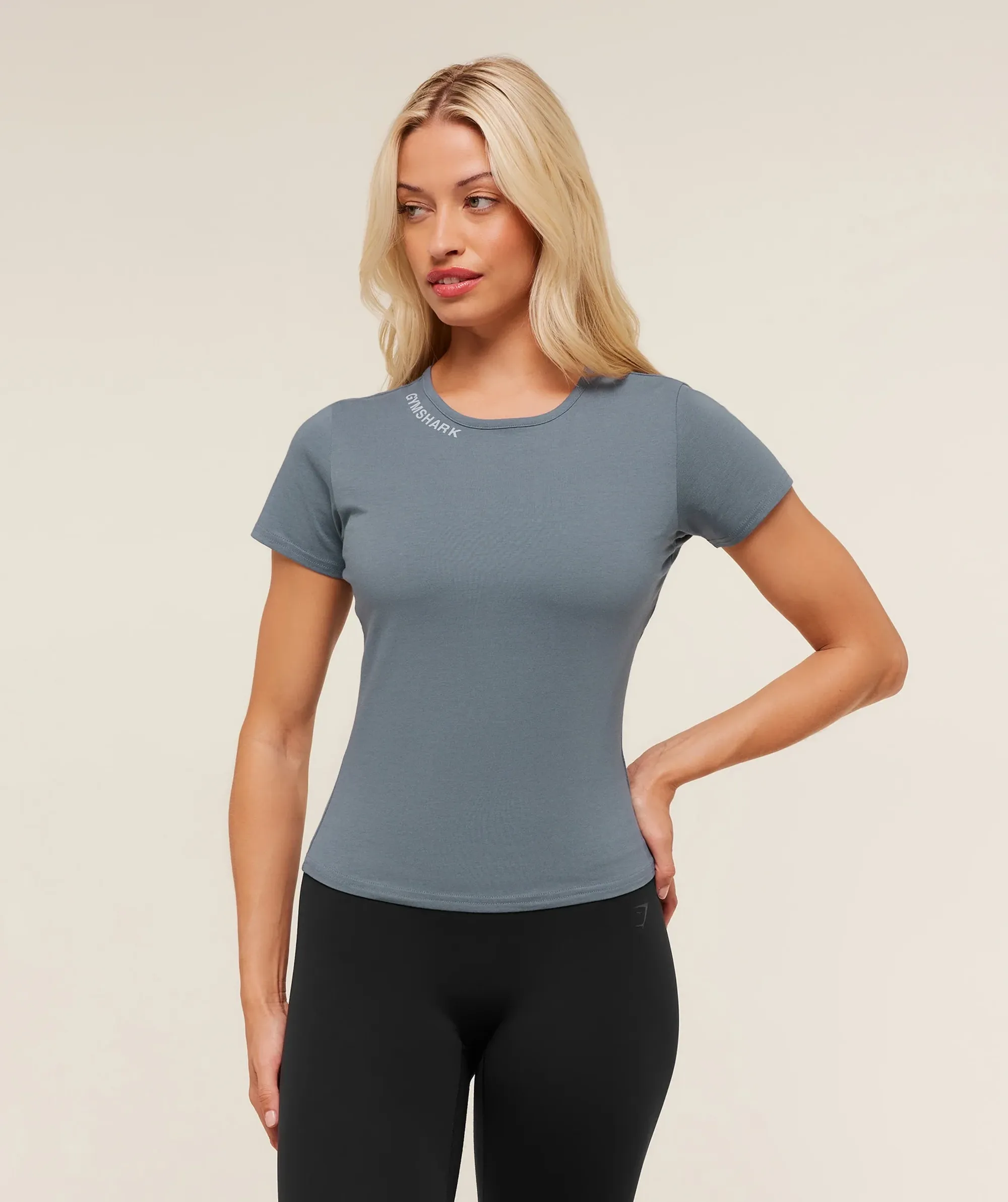  Embroidered Logo Crop Top - Iron Blue