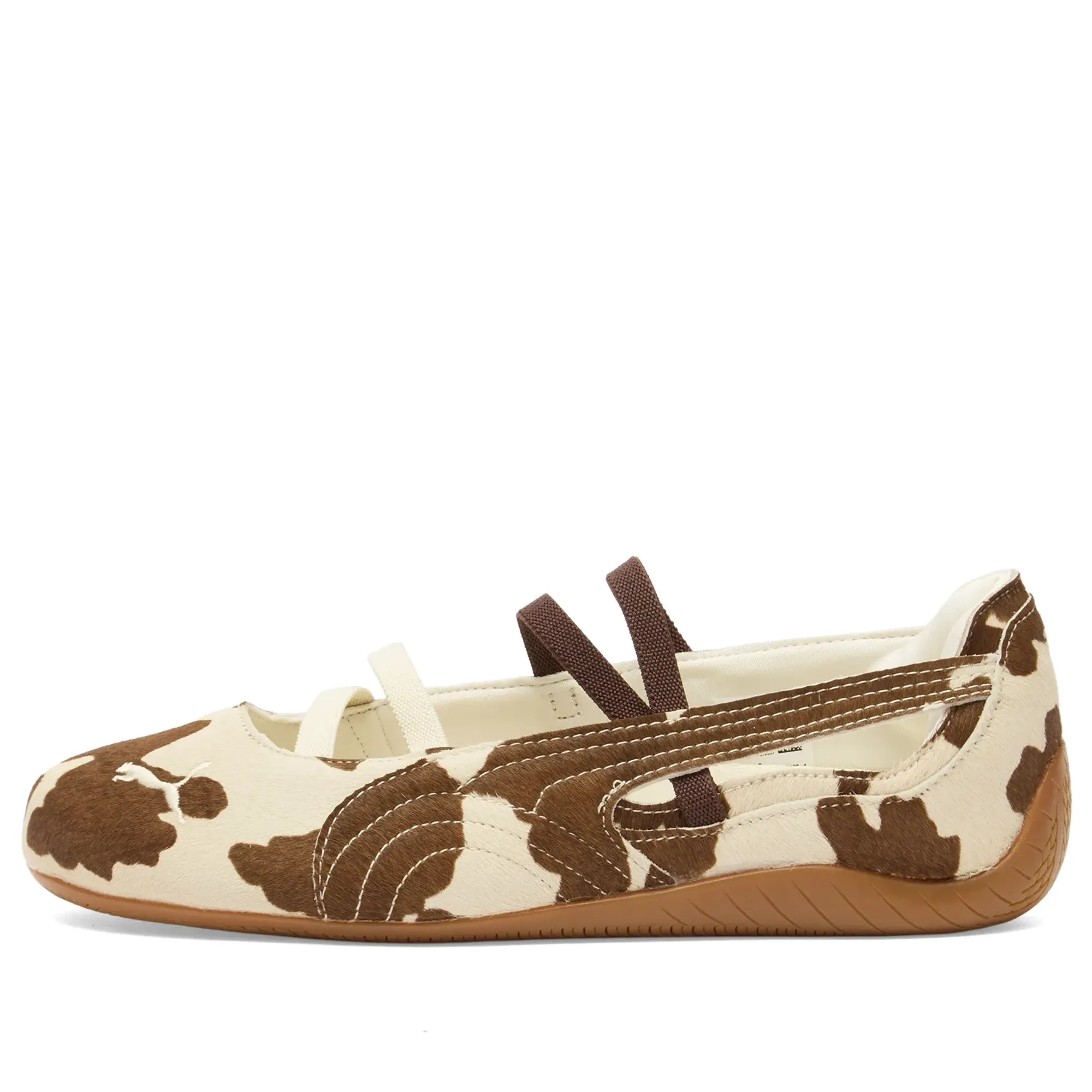 PUMA SpeedCat Ballet Cow Print Sneakers Women, Chocolate Brown/Warm White