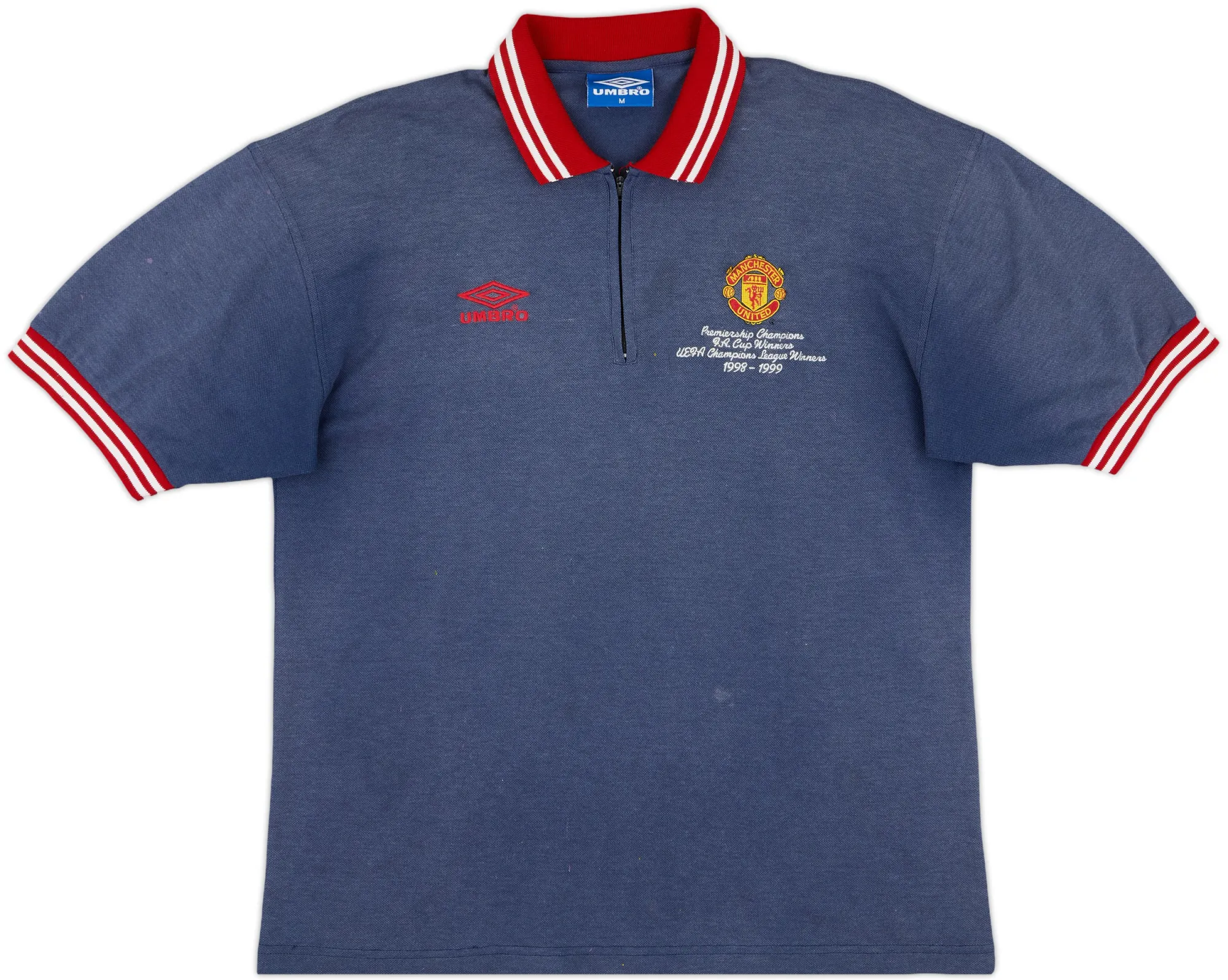 1998-99 Manchester United Umbro 1/4 Zip Polo Shirt - 6/10 - (M)