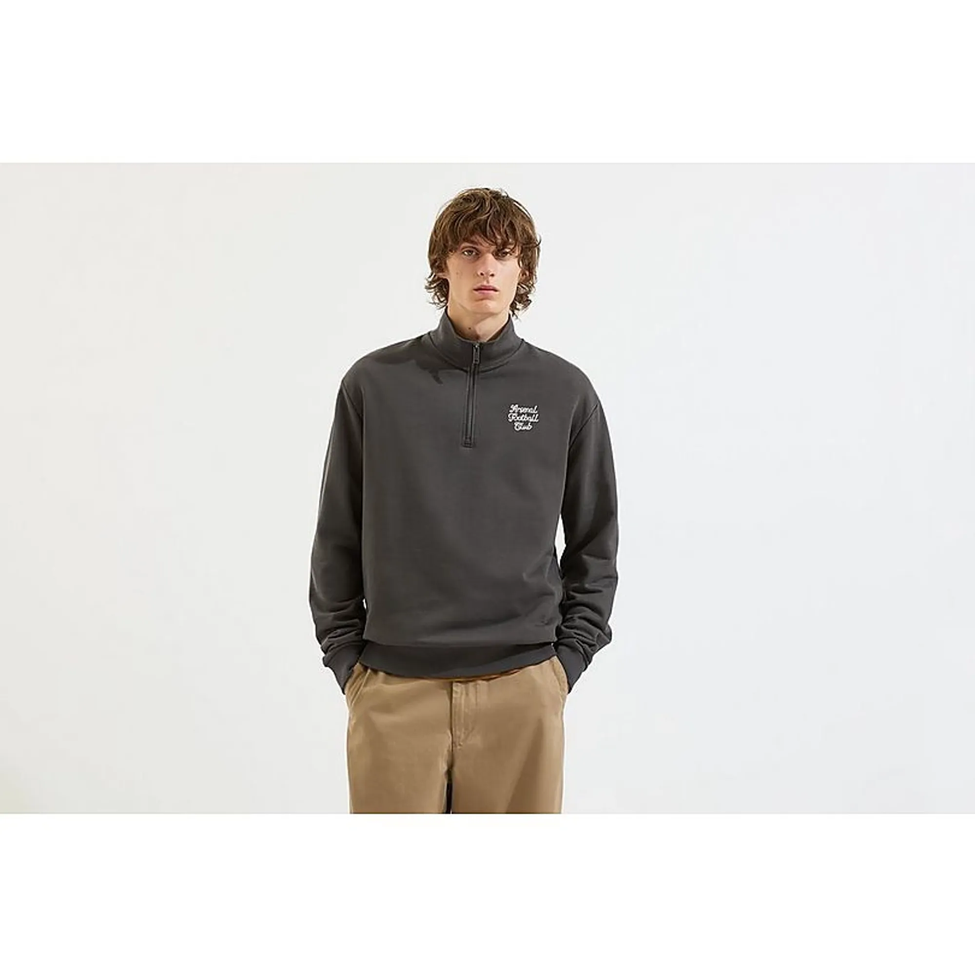 Arsenal Essentials Black Script 1/4 Zip Sweatshirt, Black