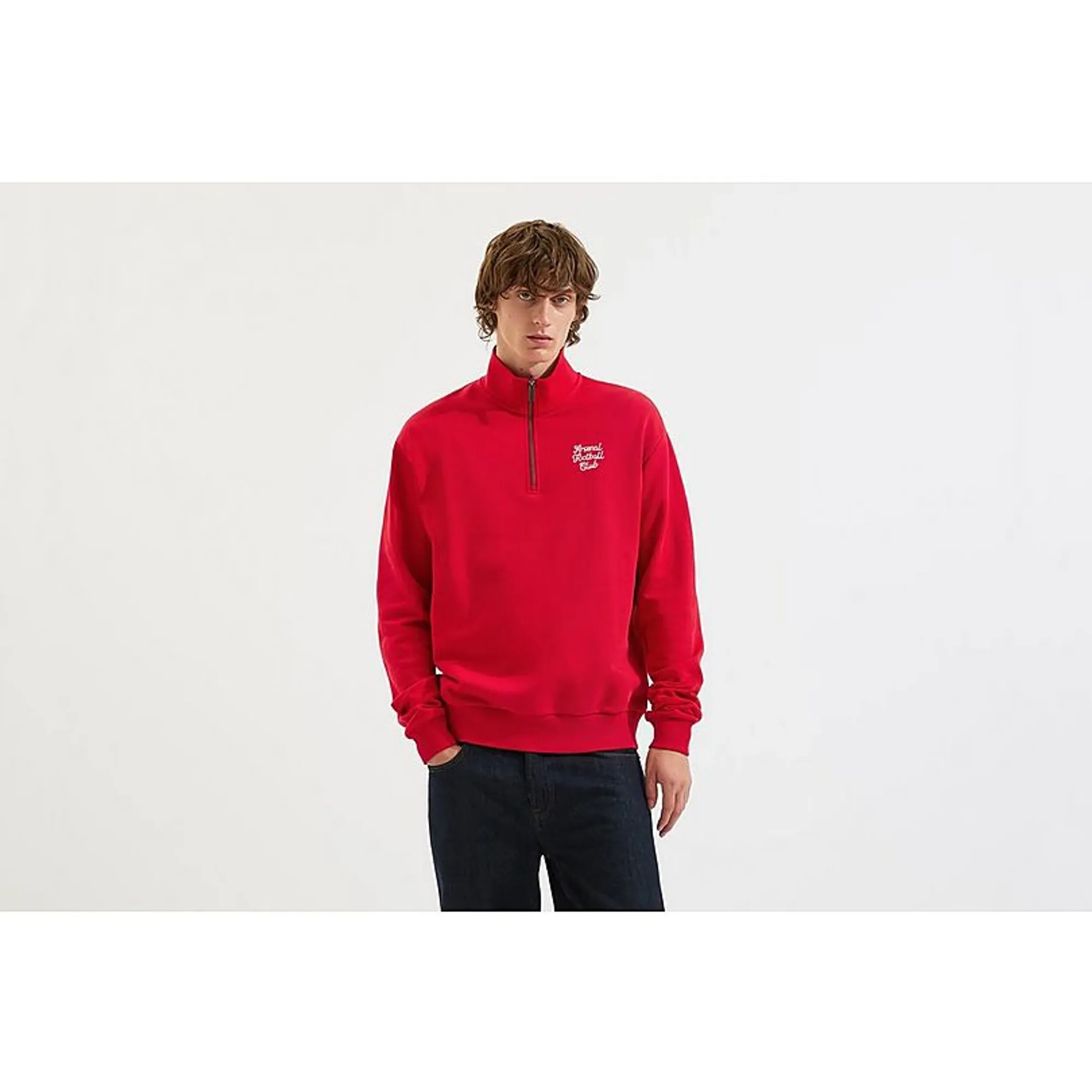 Arsenal Essentials Red Script 1/4 Zip Sweatshirt, Red