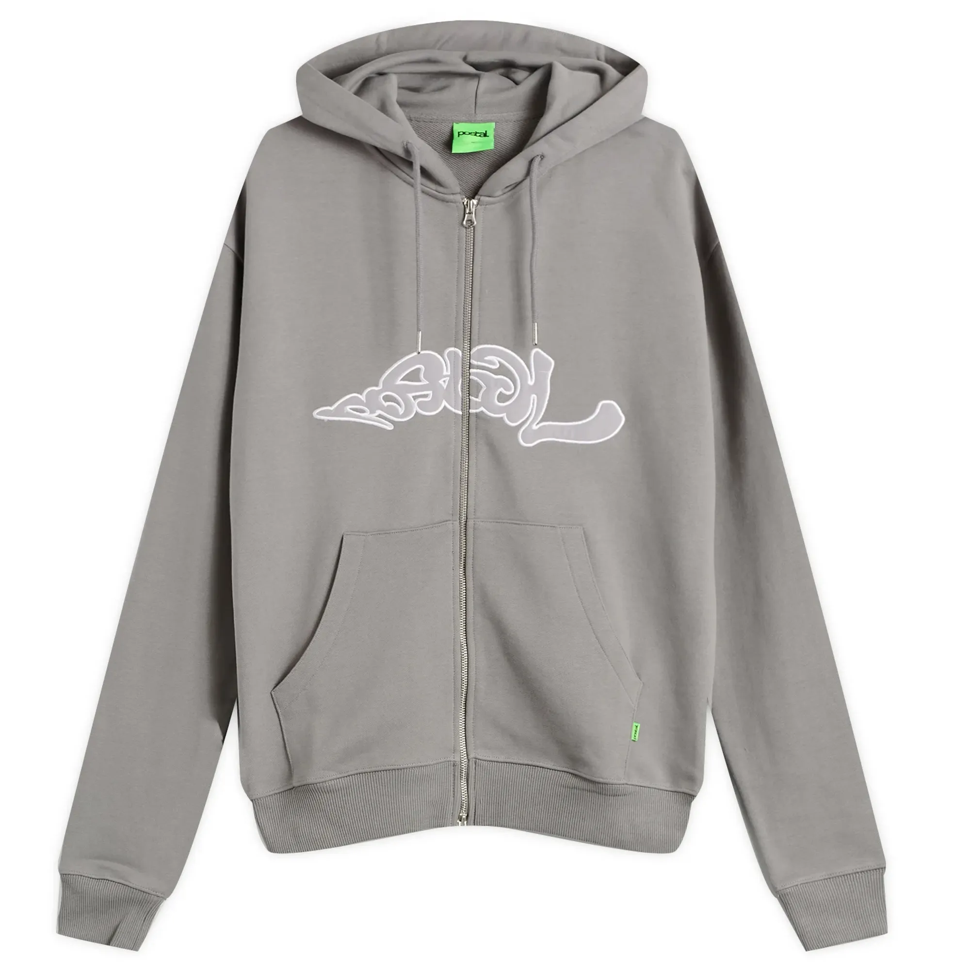 POSTAL Men's Trip Applique Zip Hoodie Concrete