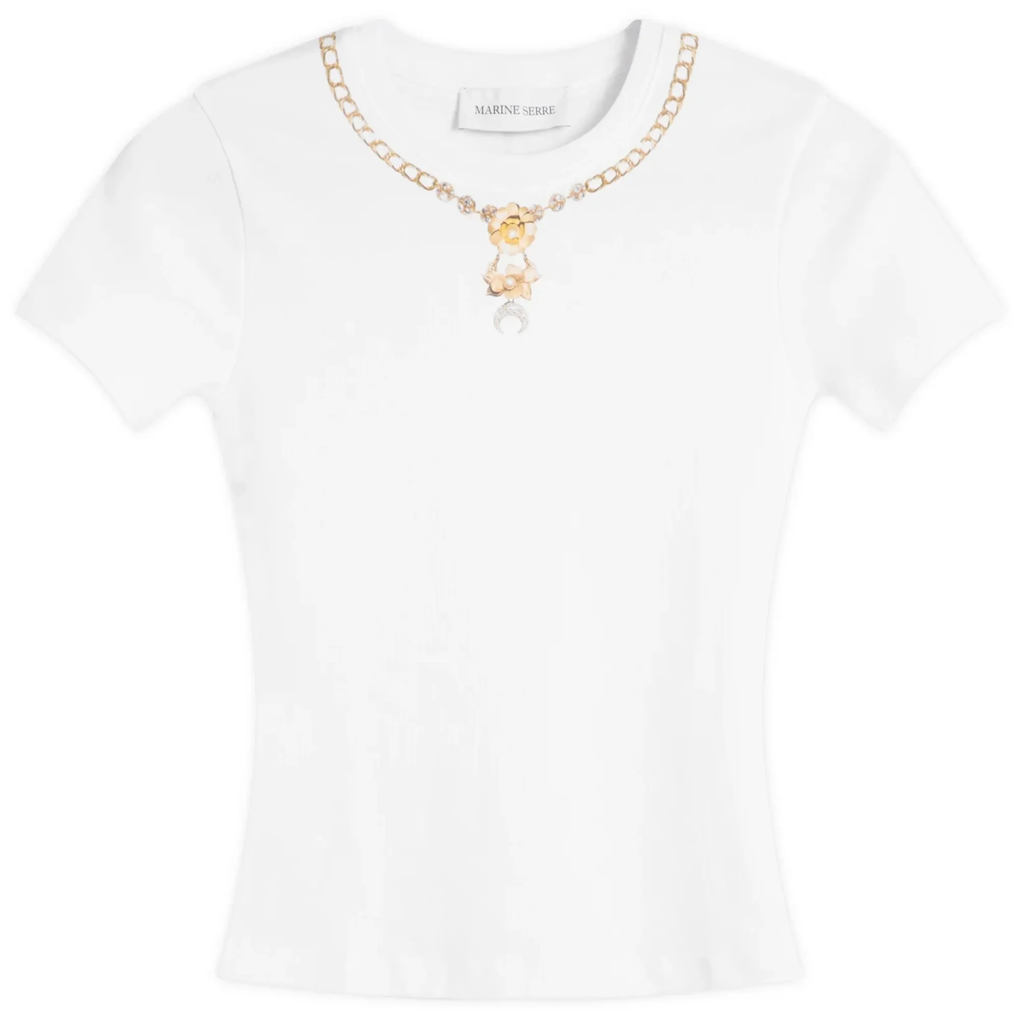Marine Serre Women's Trompe-L'Oeil Jewelry Baby Fit T-Shirt White