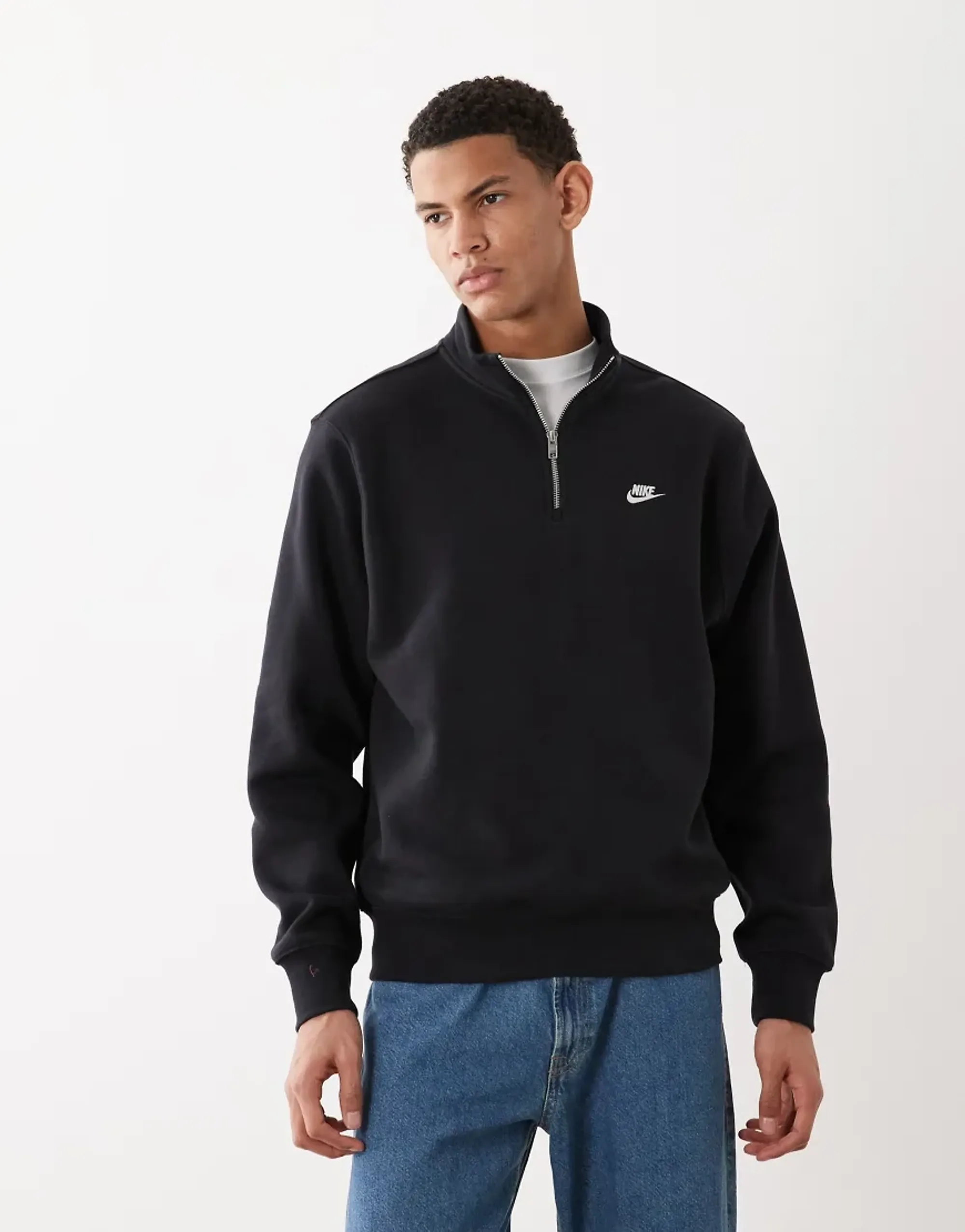 Nike Sweatshirt Club 1/2 Zip Fleece - ['Black']