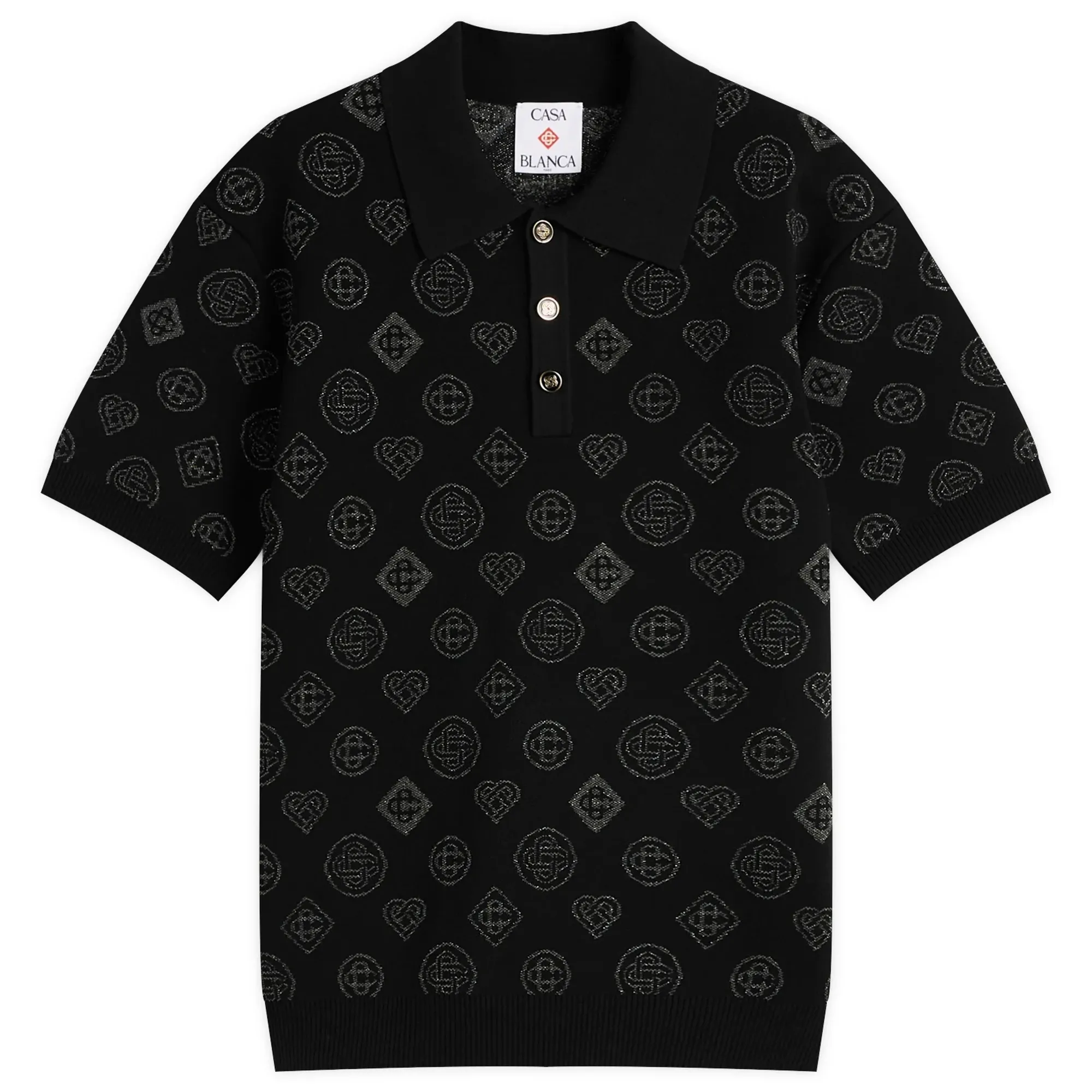 Casablanca Men's City Jacquard Polo Black