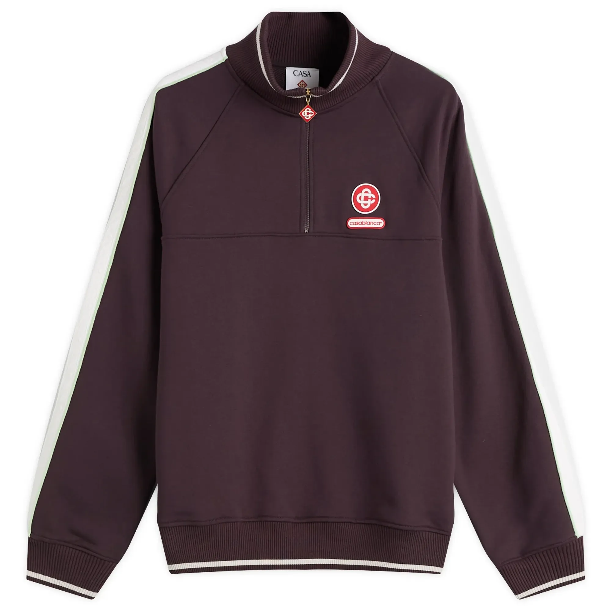 Casablanca Men's Organic Loopback 1/4 Zip Laurel Sweatshirt Aubergine