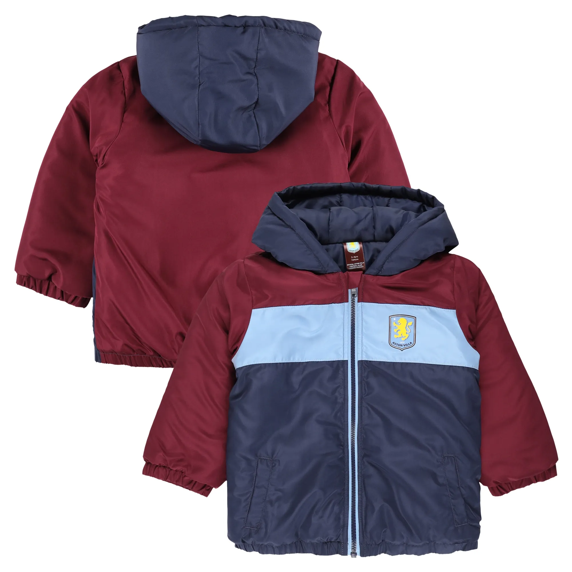 Aston Villa Colour Block Shower Jacket - Claret/Navy - Infants
