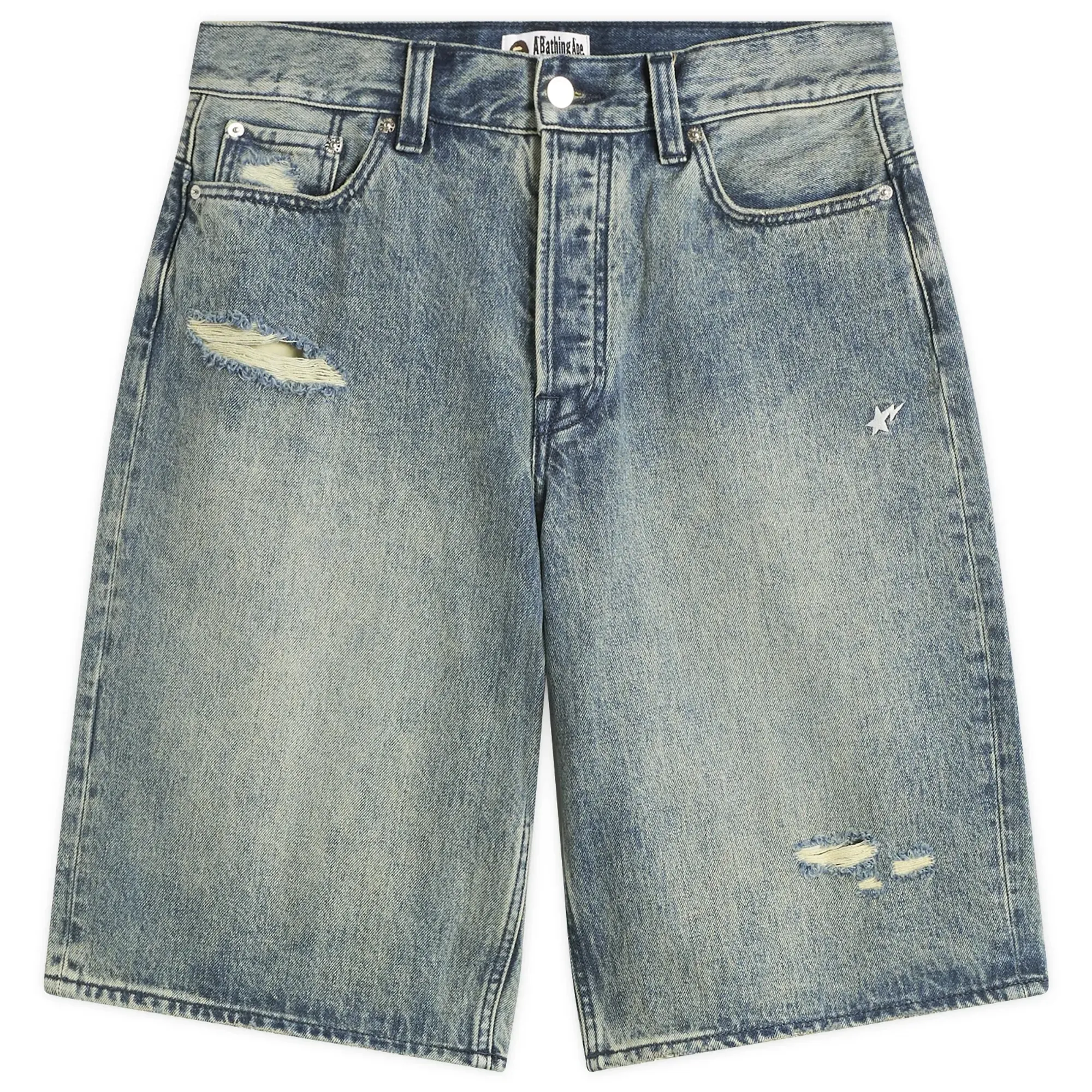 A Bathing Ape Men's Sta Denim Shorts Light Indigo