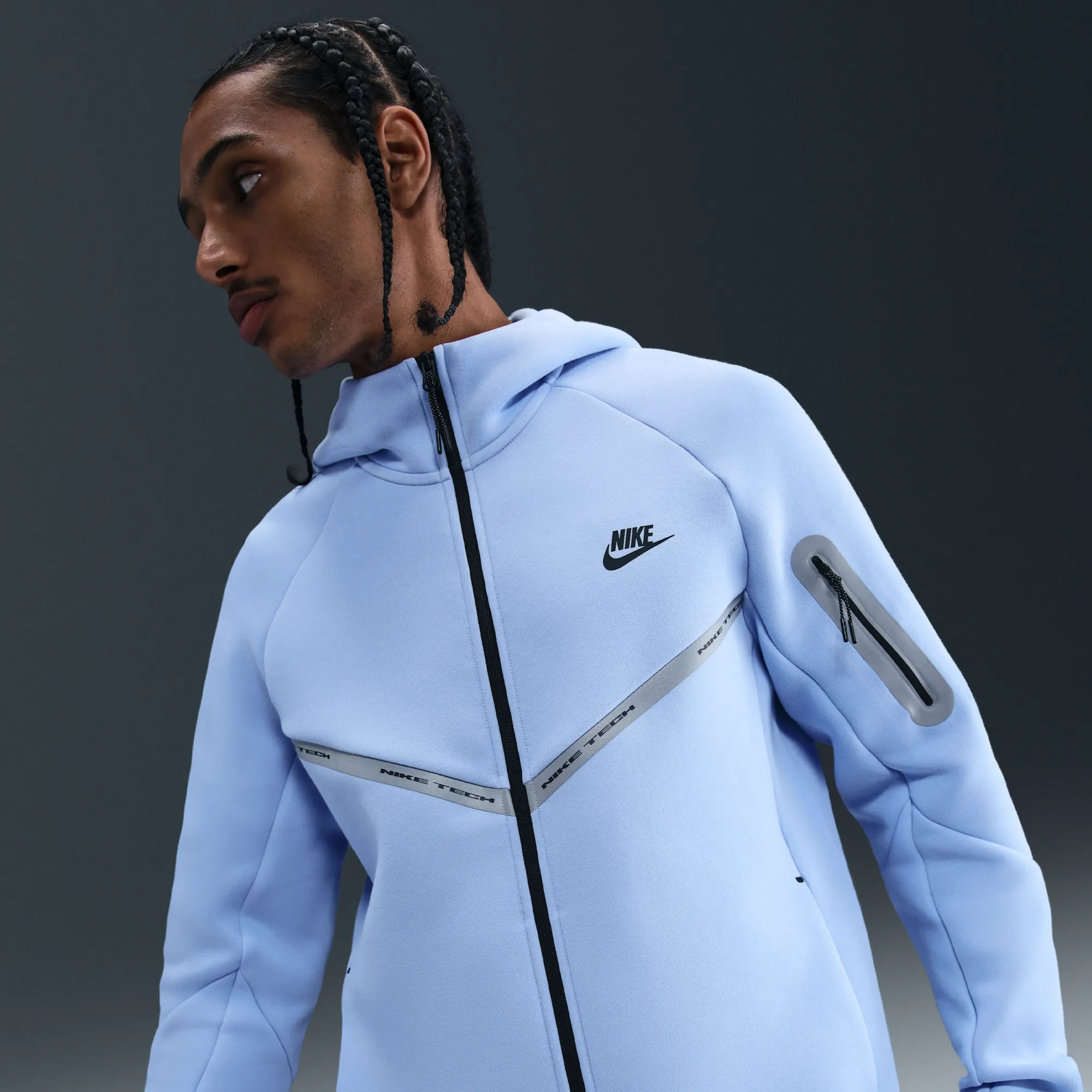 Nike Tech Full-Zip Windrunner Jacket with Reflective Design Accents - Blue - Fleece