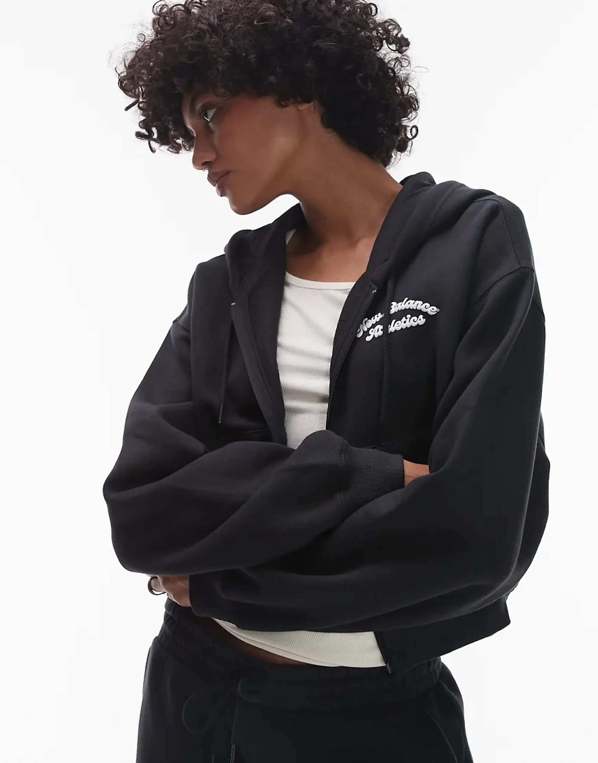 Women's New Balance Heritage Hoodie in Black 