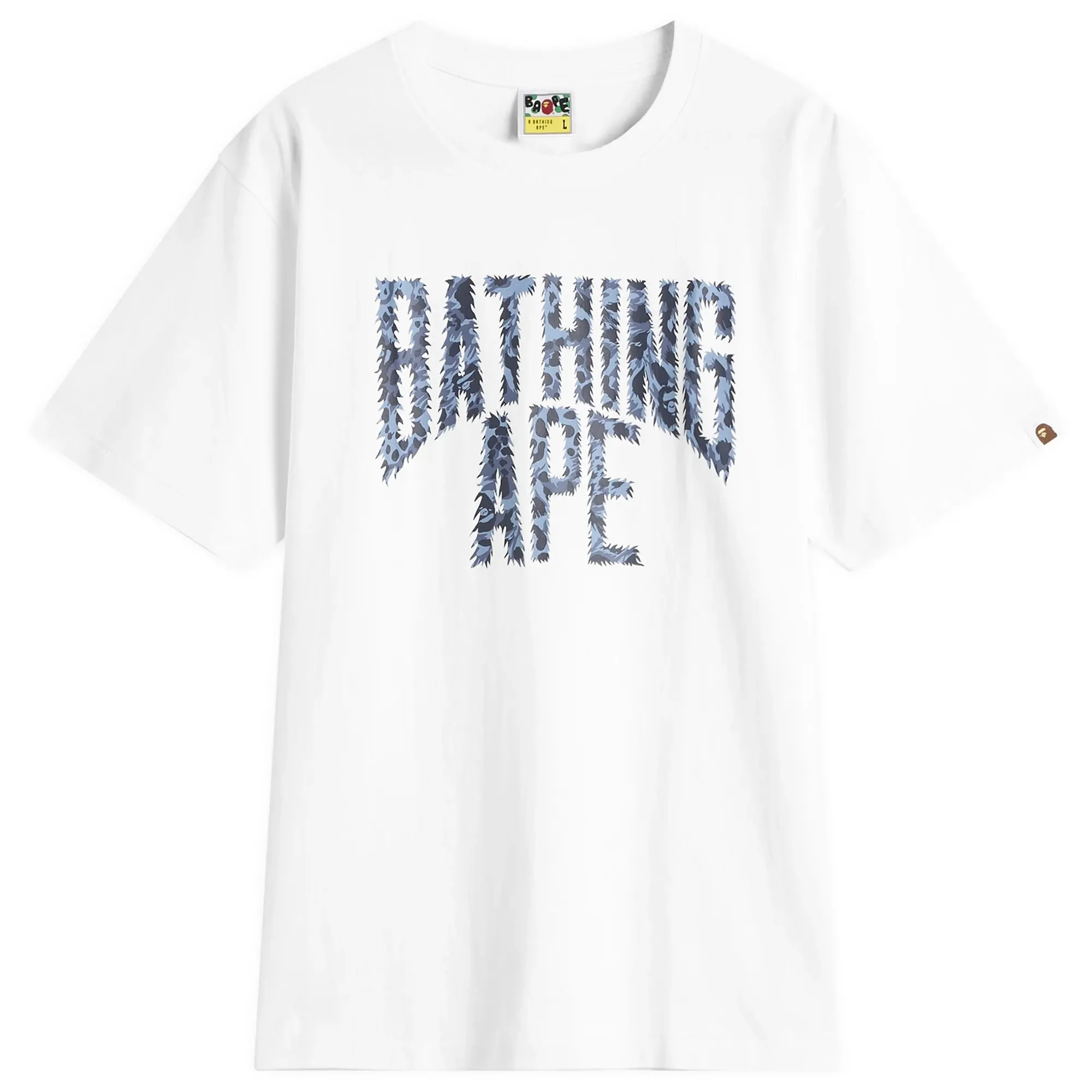 A Bathing Ape Men's Wild Leopard NYC Logo T-Shirt White X Navy