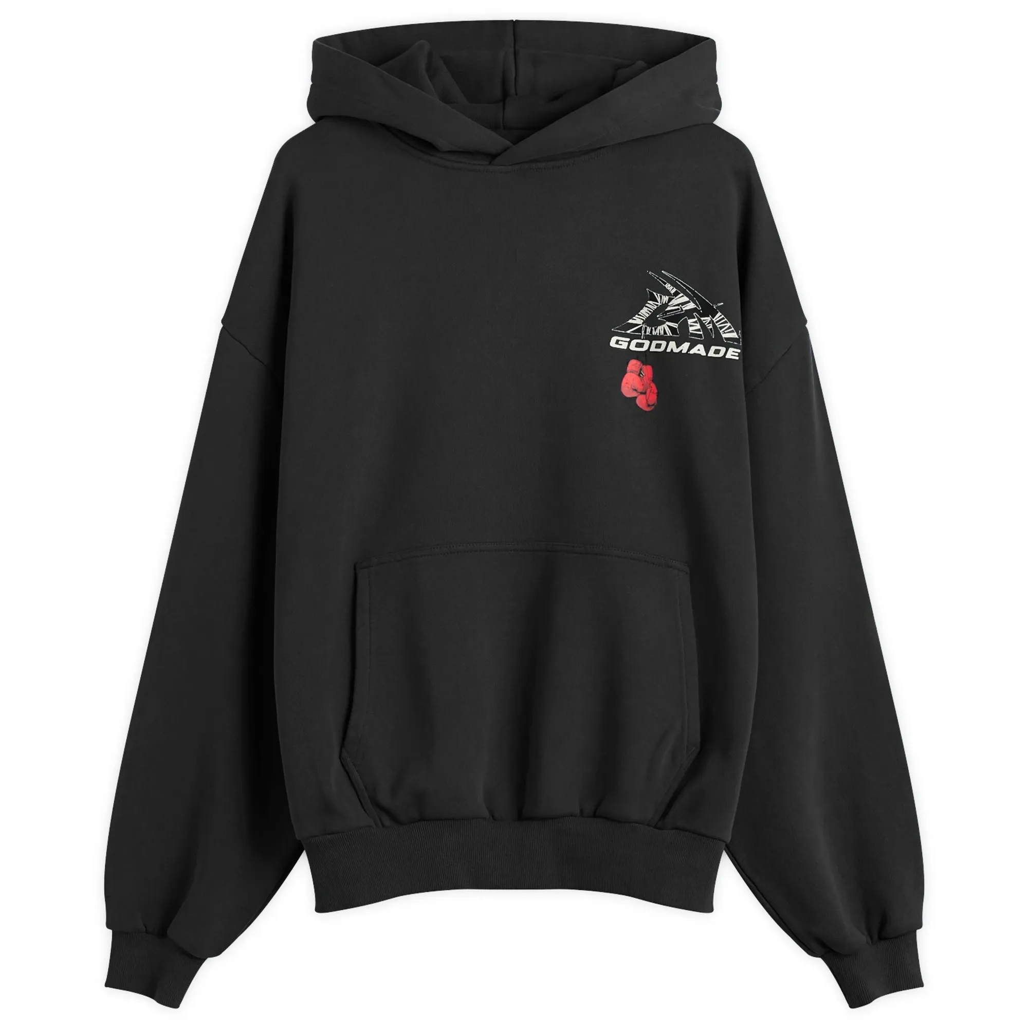 God Made Men's GM Logo Wrapped Hoodie Washed Black