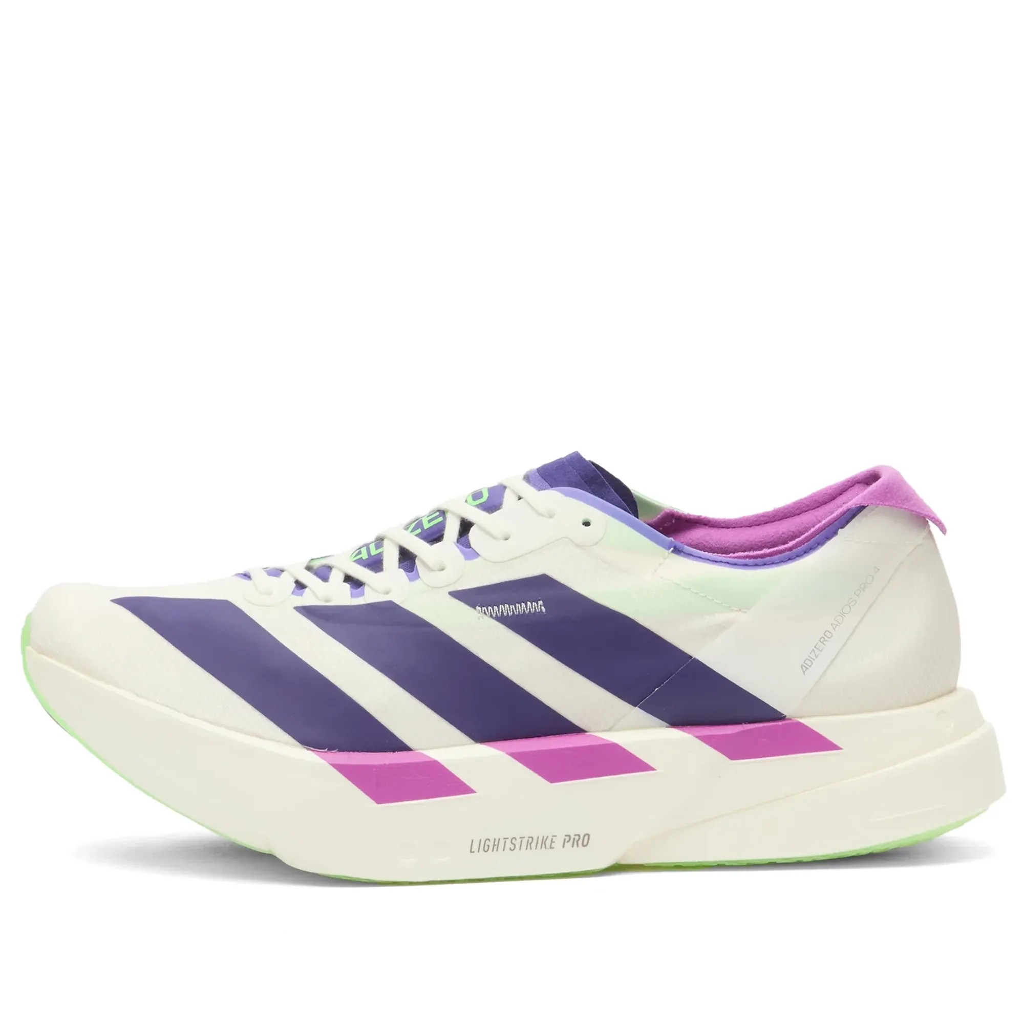 adidas Adizero Adios Pro 4 Sneaker White/Collegiate Purple/Lime Burst