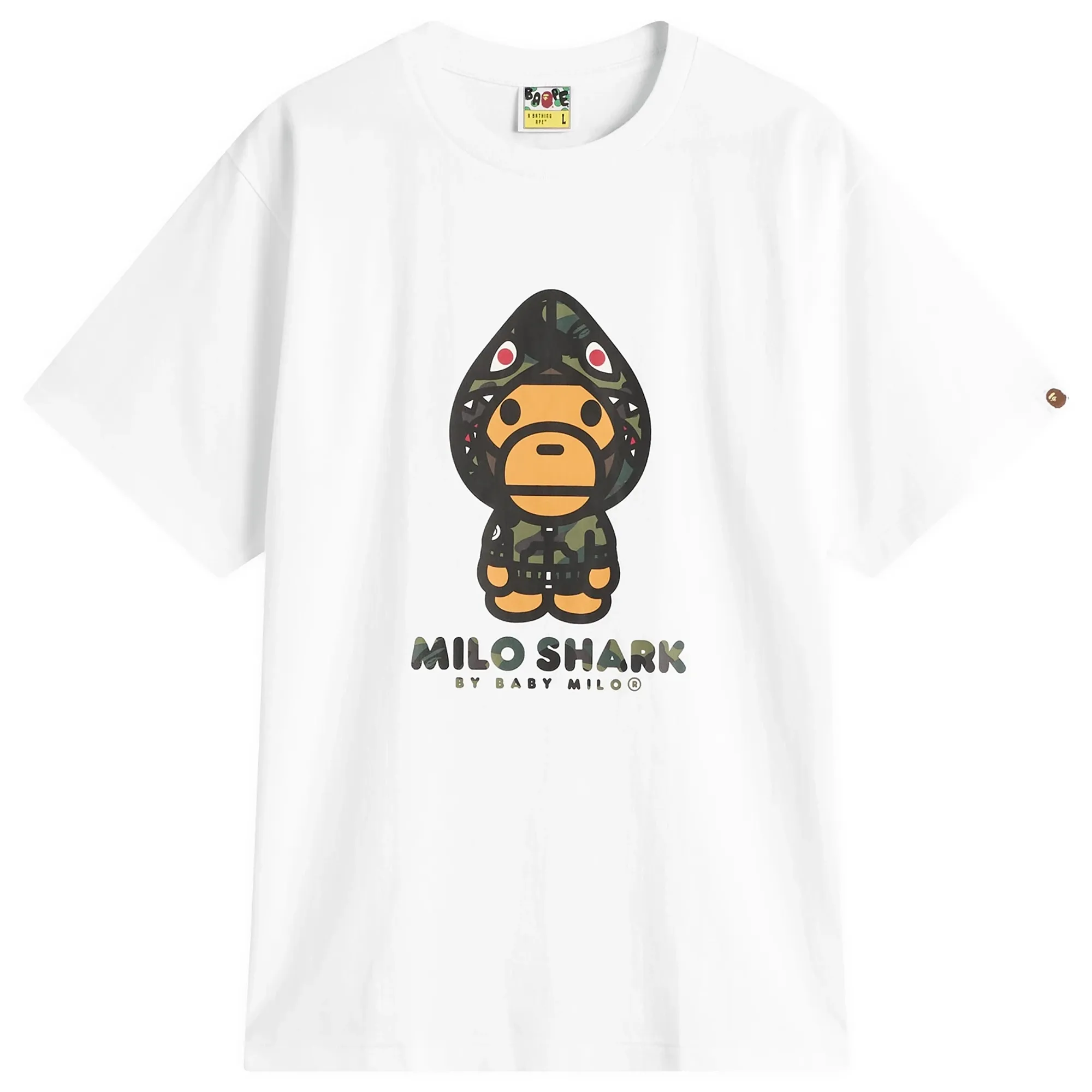A Bathing Ape Men's 1st Camo Milo Shark T-Shirt White X Green