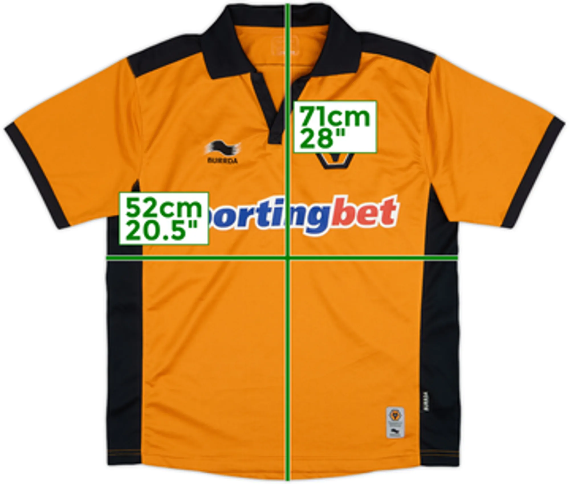 Burrda Wolverhampton Wanderers Mens SS Home Shirt 2010/11
