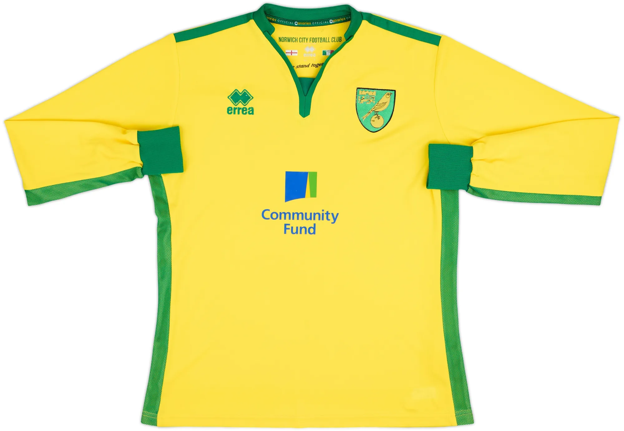 Errea Norwich City Mens LS Home Shirt 2016/17