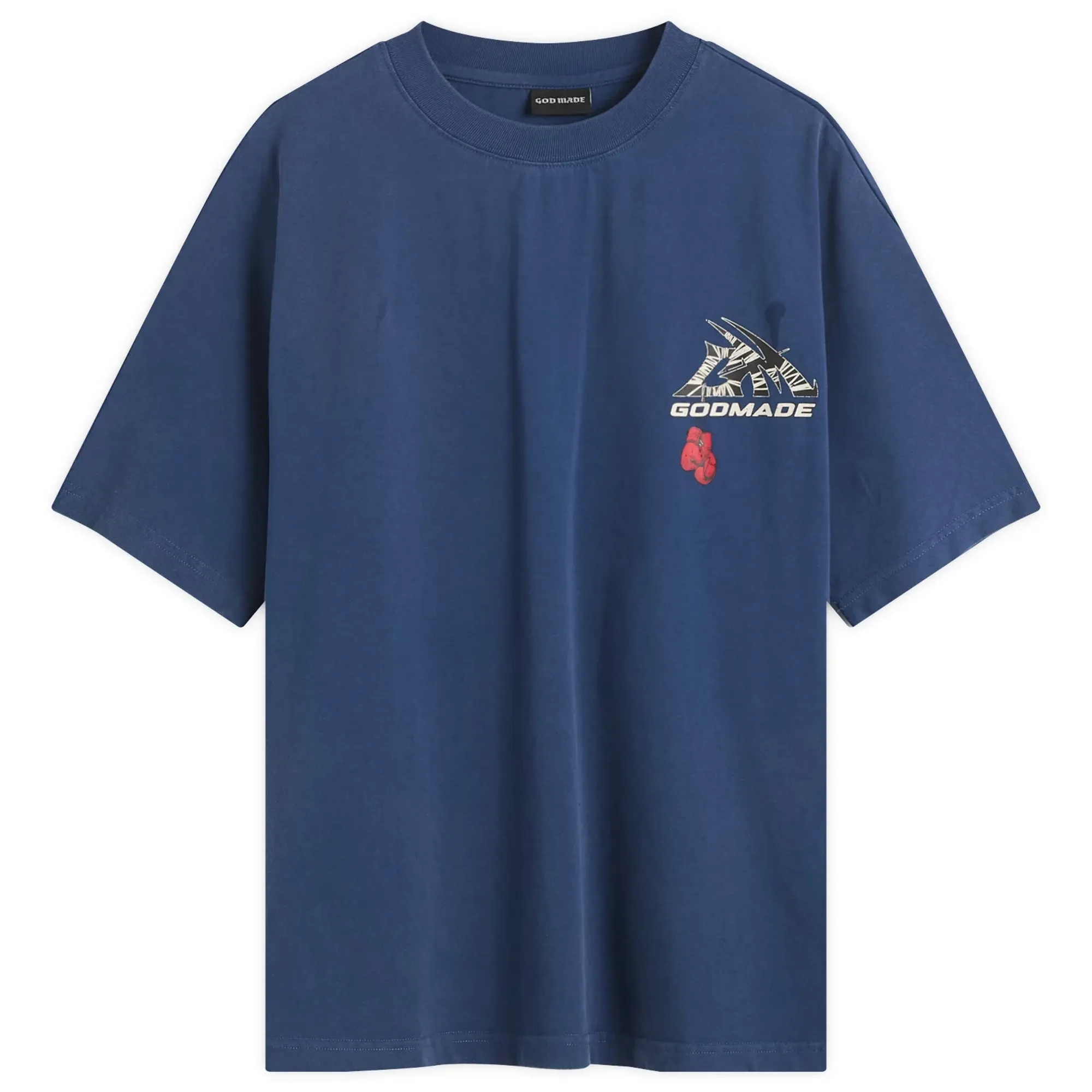 God Made Men's GM Logo Wrapped T-Shirt Washed Blue