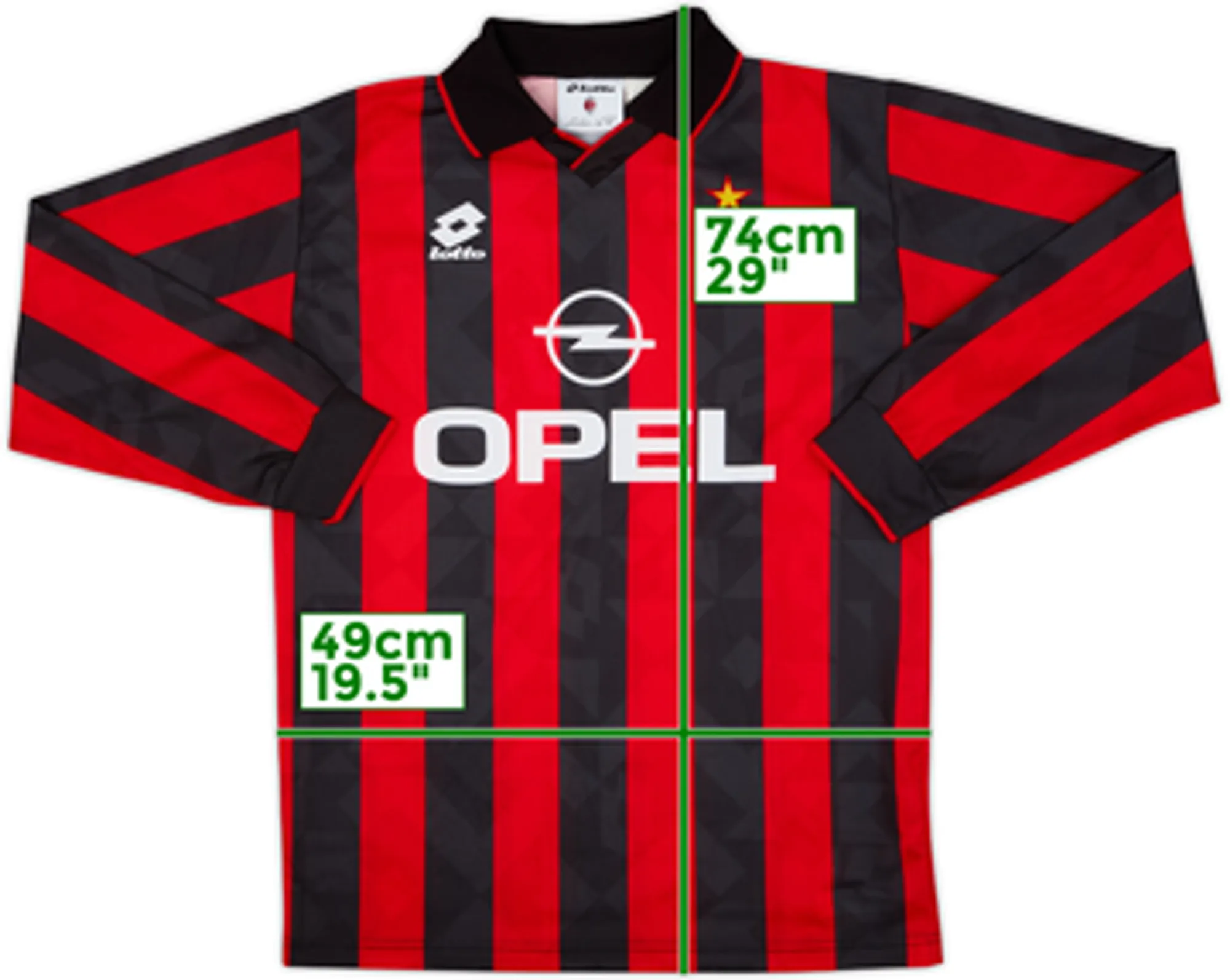 Lotto AC Milan Boys LS Home Shirt 1995/96