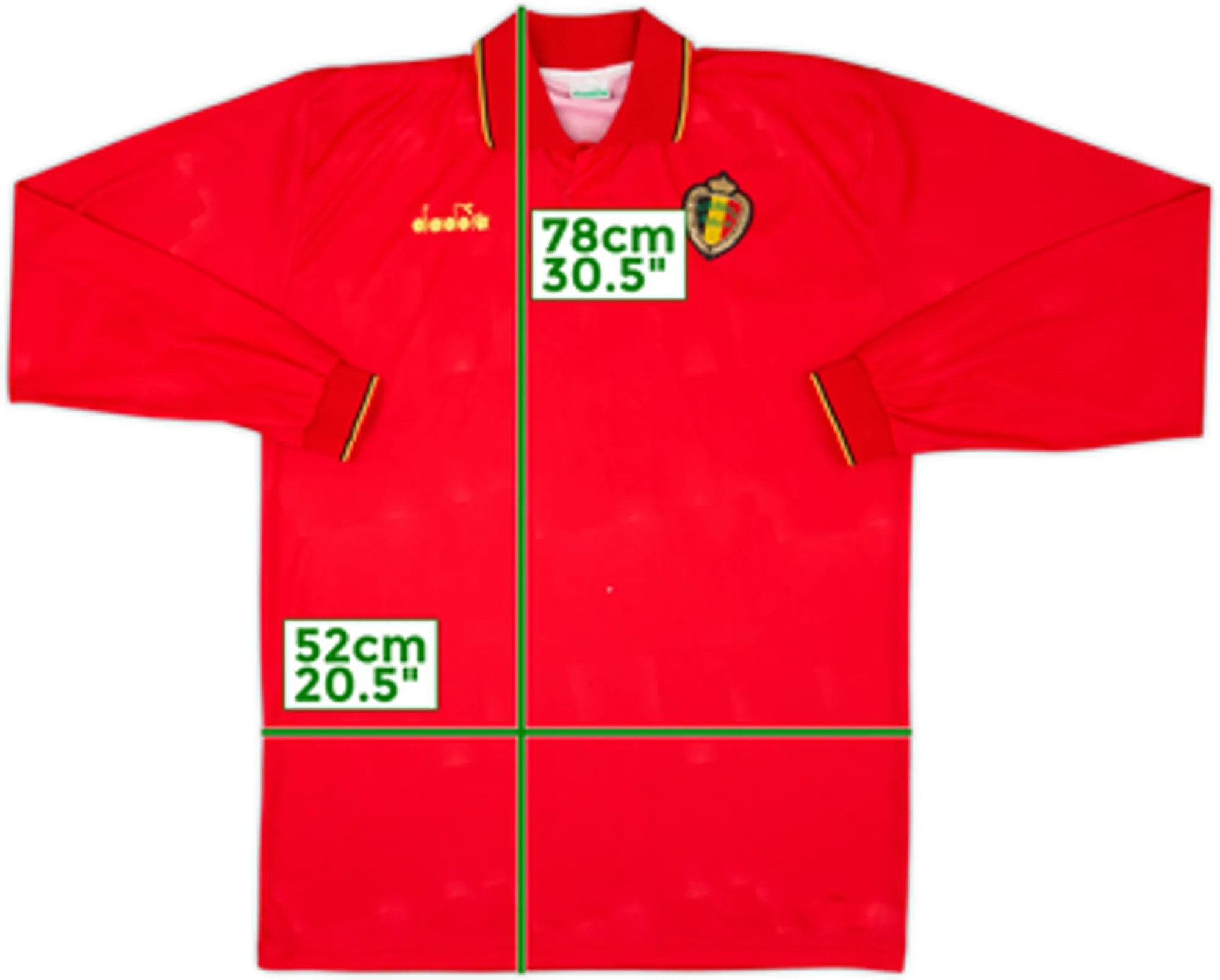 Diadora Belgium Mens LS Home Shirt 1992