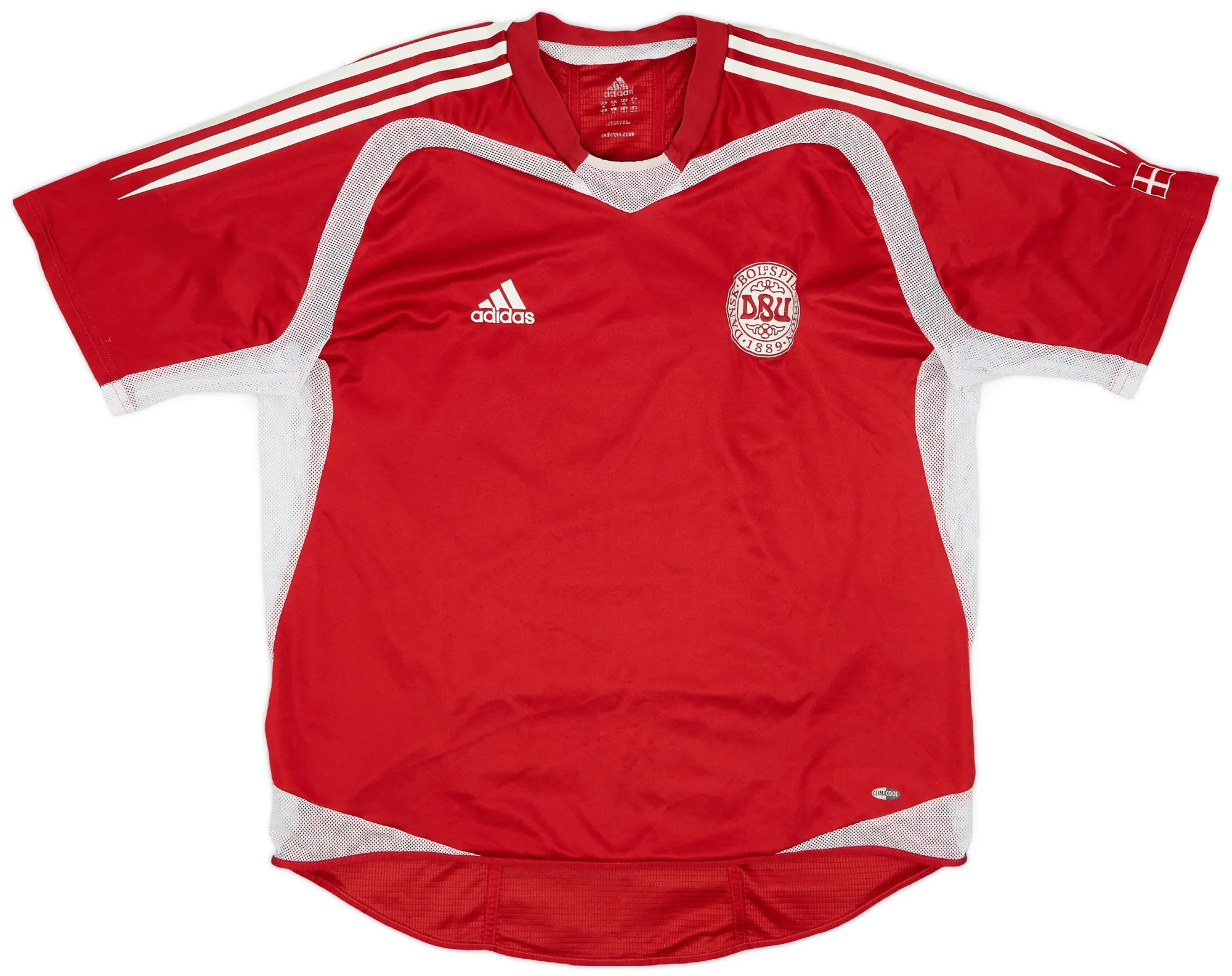 adidas Denmark Mens SS Player Issue Home Shirt 2004