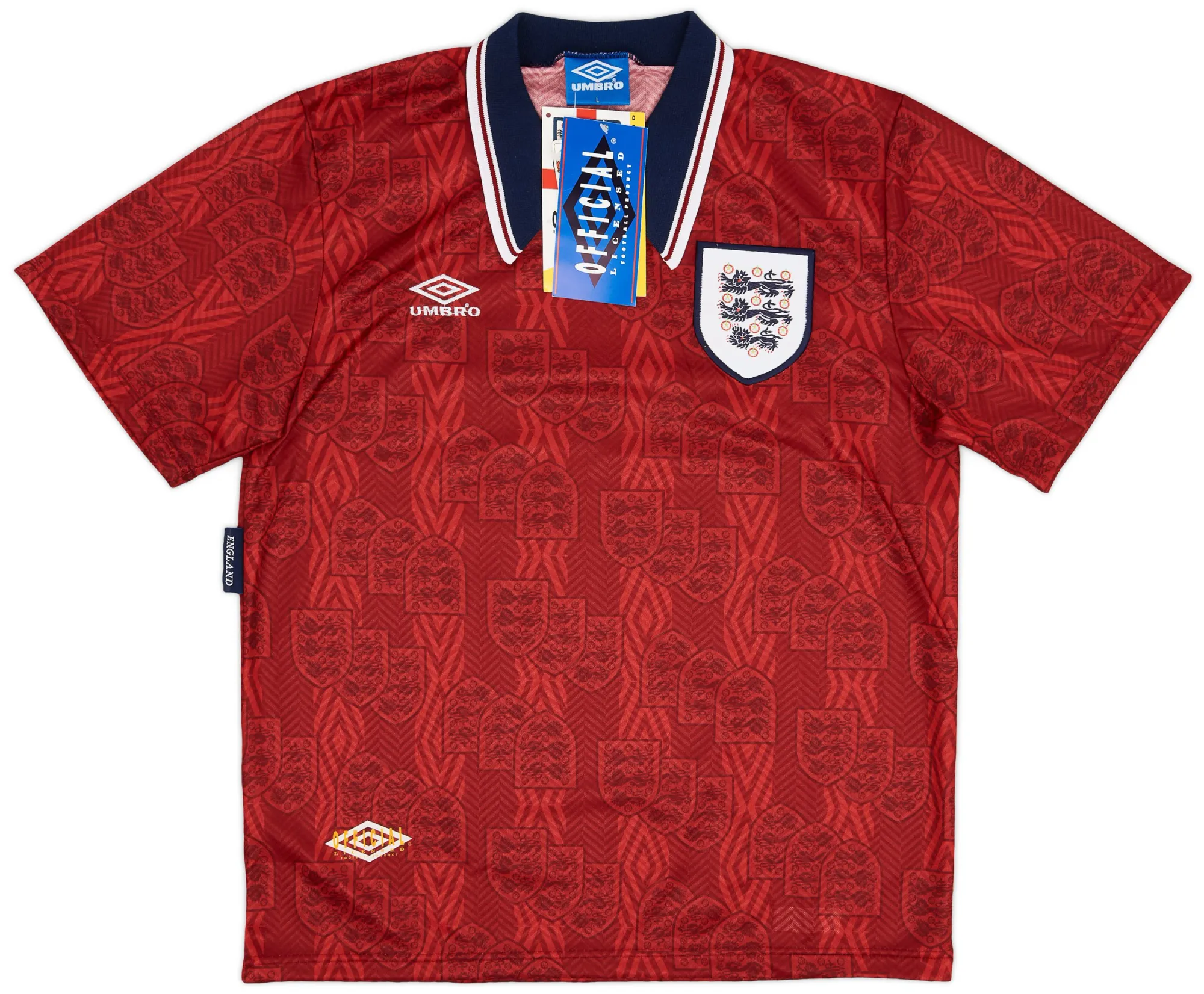 Umbro England Mens SS Away Shirt 1993 | ENGA94061881used | FOOTY.COM