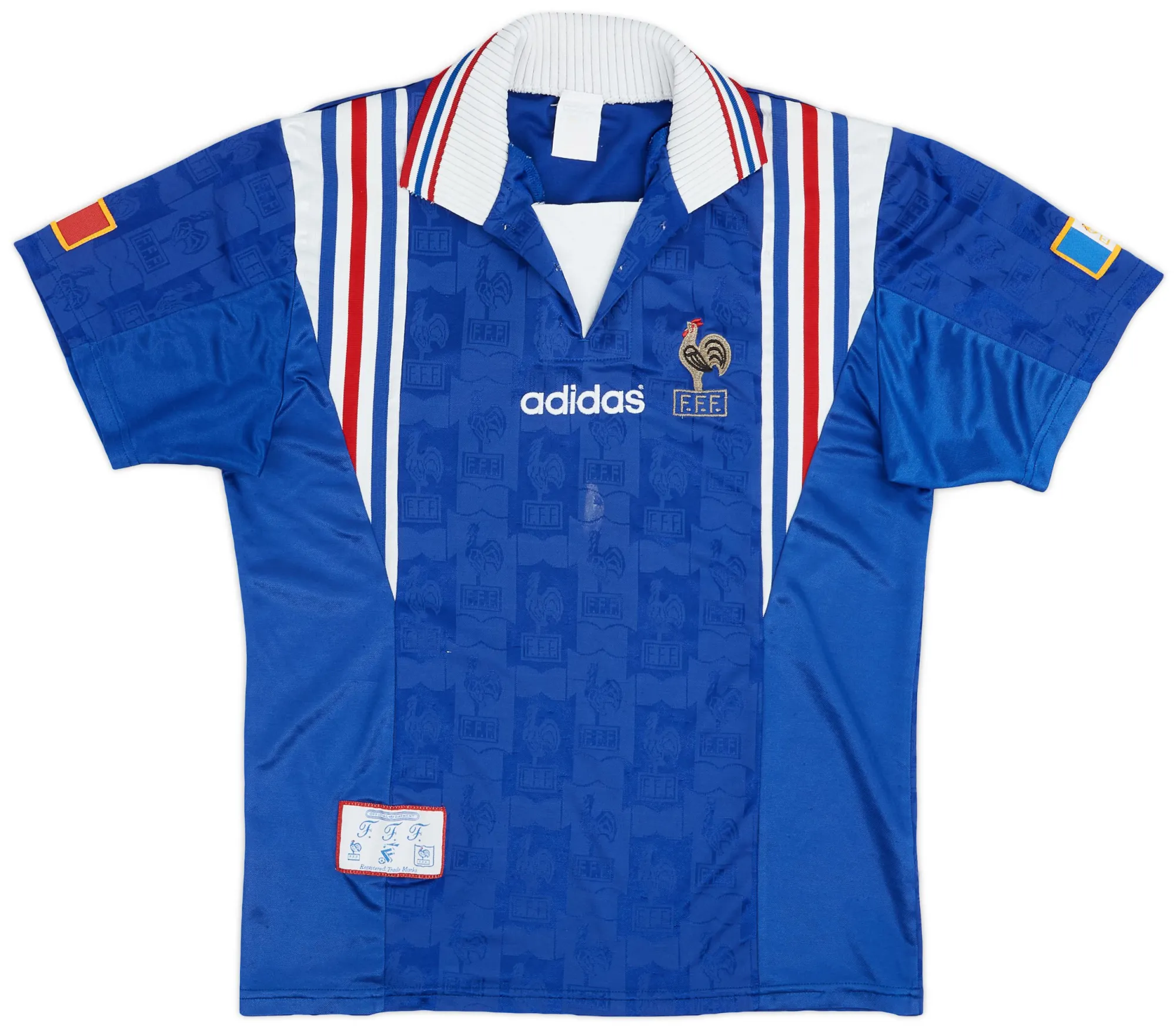 adidas France Mens SS Home Shirt 1996