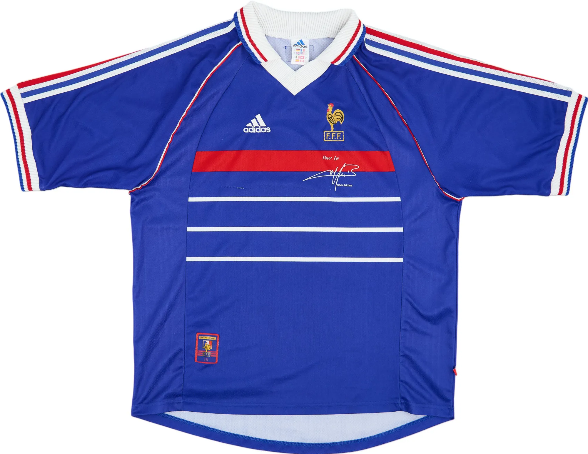 adidas France Mens SS Home Shirt 1998